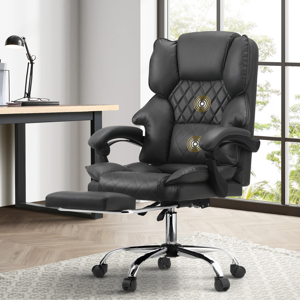 Oikiture Massage Office Chair Recliner Racing Chairs PU Footrest