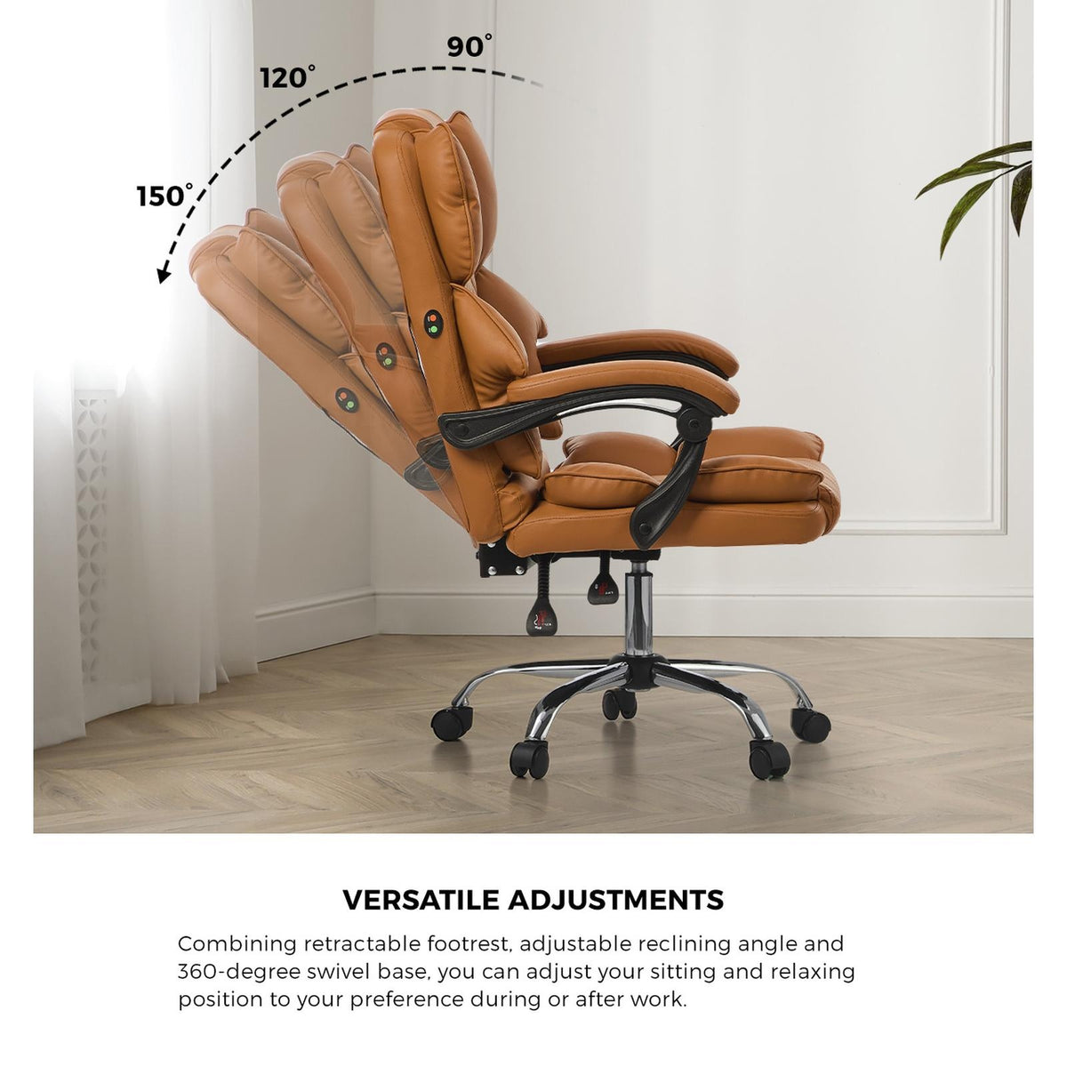 Oikiture Massage Office Chair Computer Racer PU Leather Seat Recliner