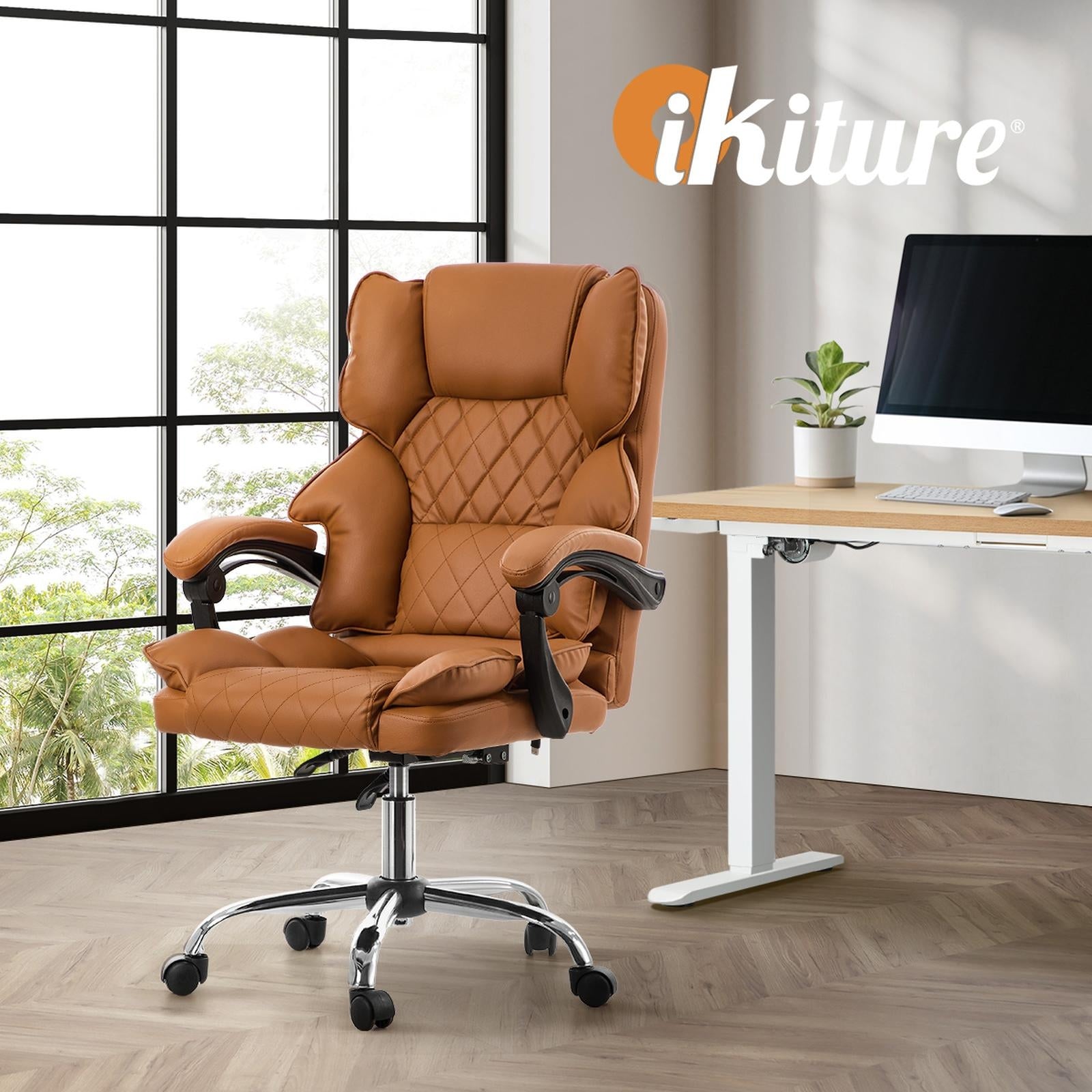 Oikiture Massage Office Chair Computer Racer PU Leather Seat Recliner
