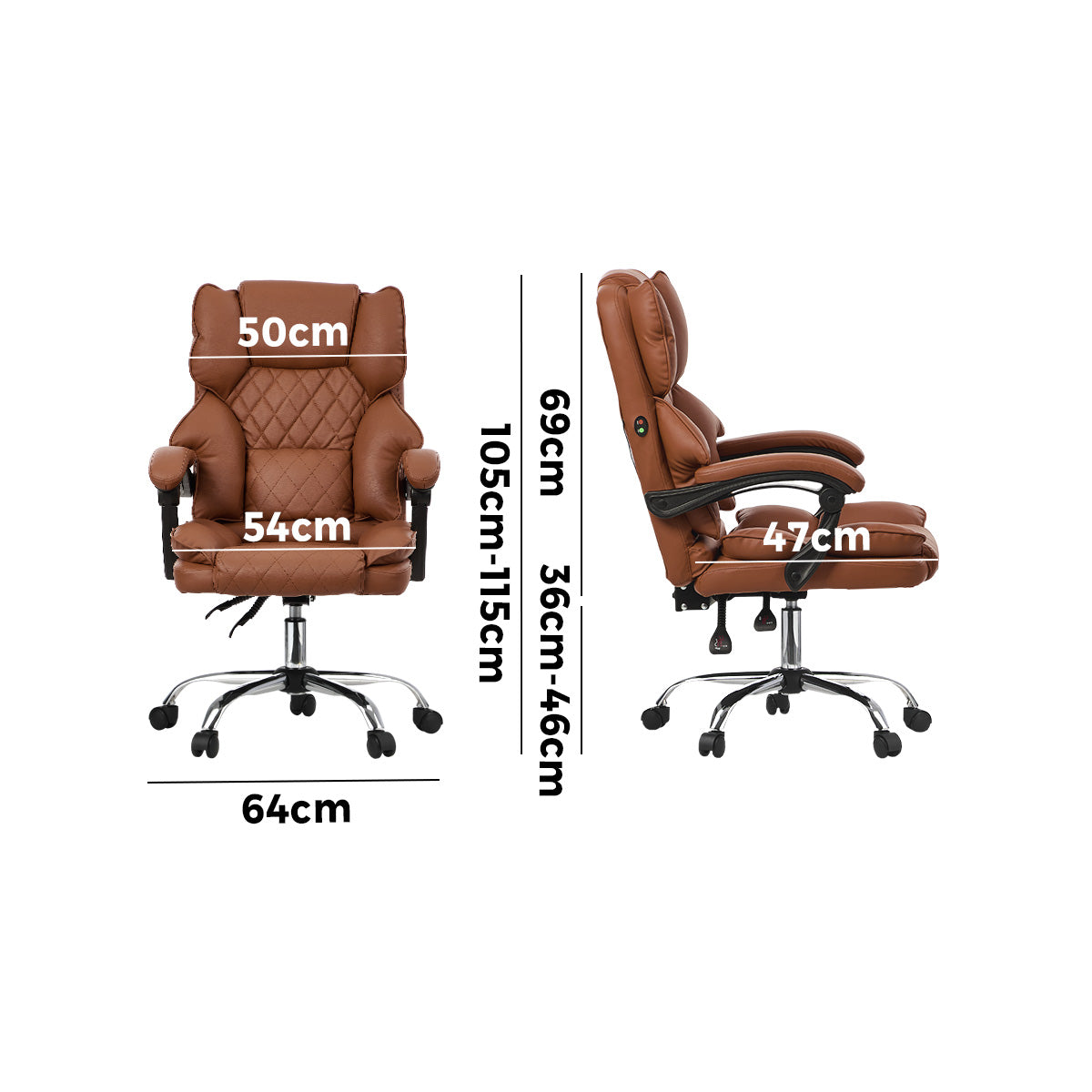Oikiture Massage Office Chair Recliner Racing Computer Chairs PU Dark Brown