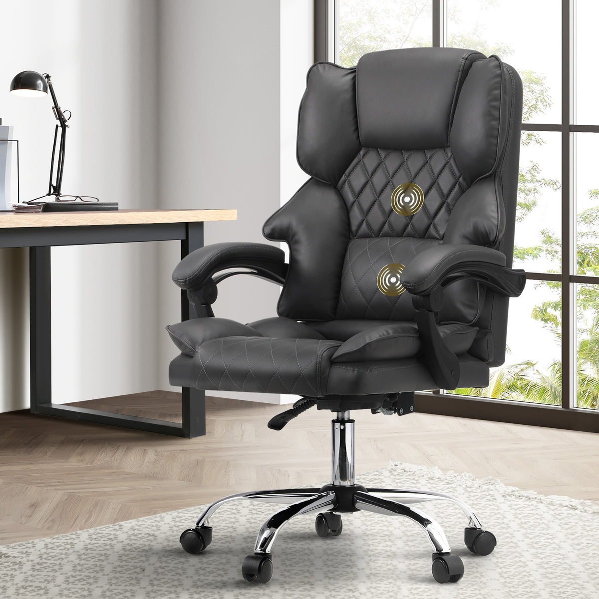 Oikiture Massage Office Chair Computer Racer PU Leather Seat Recliner