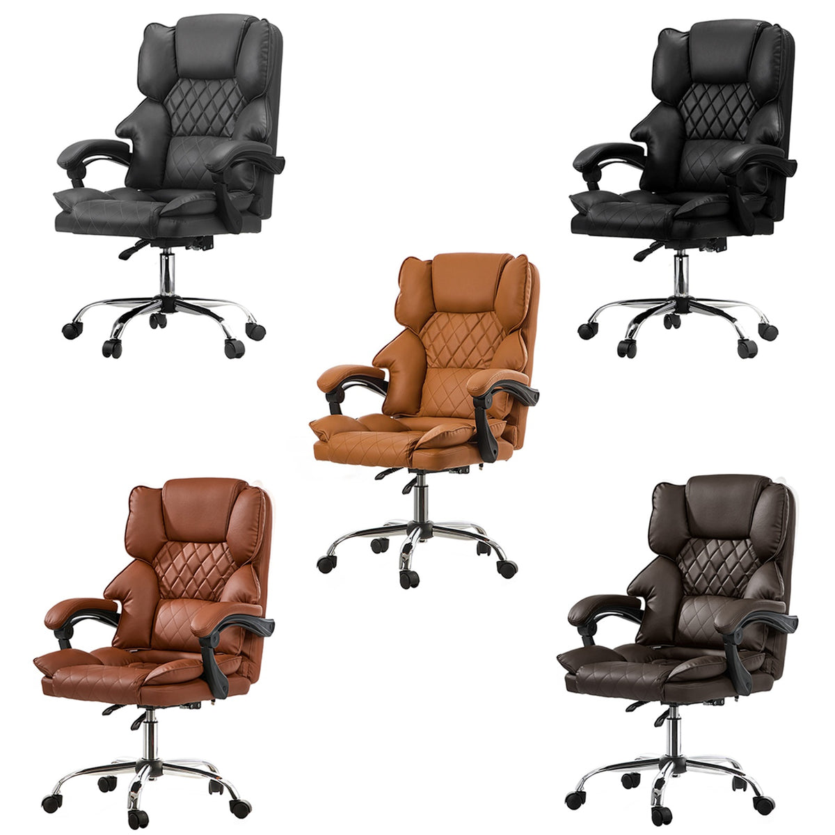 Oikiture Massage Office Chair Computer Racer PU Leather Seat Recliner