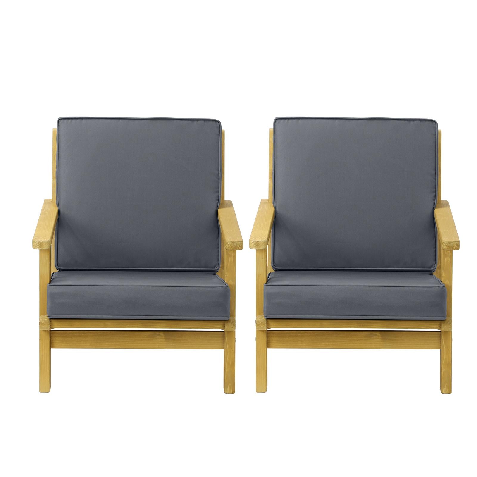 Livsip 2x Outdoor Armchair Furniture Sun Lounge Wooden Chairs Patio Garden Sofa - Sunyee