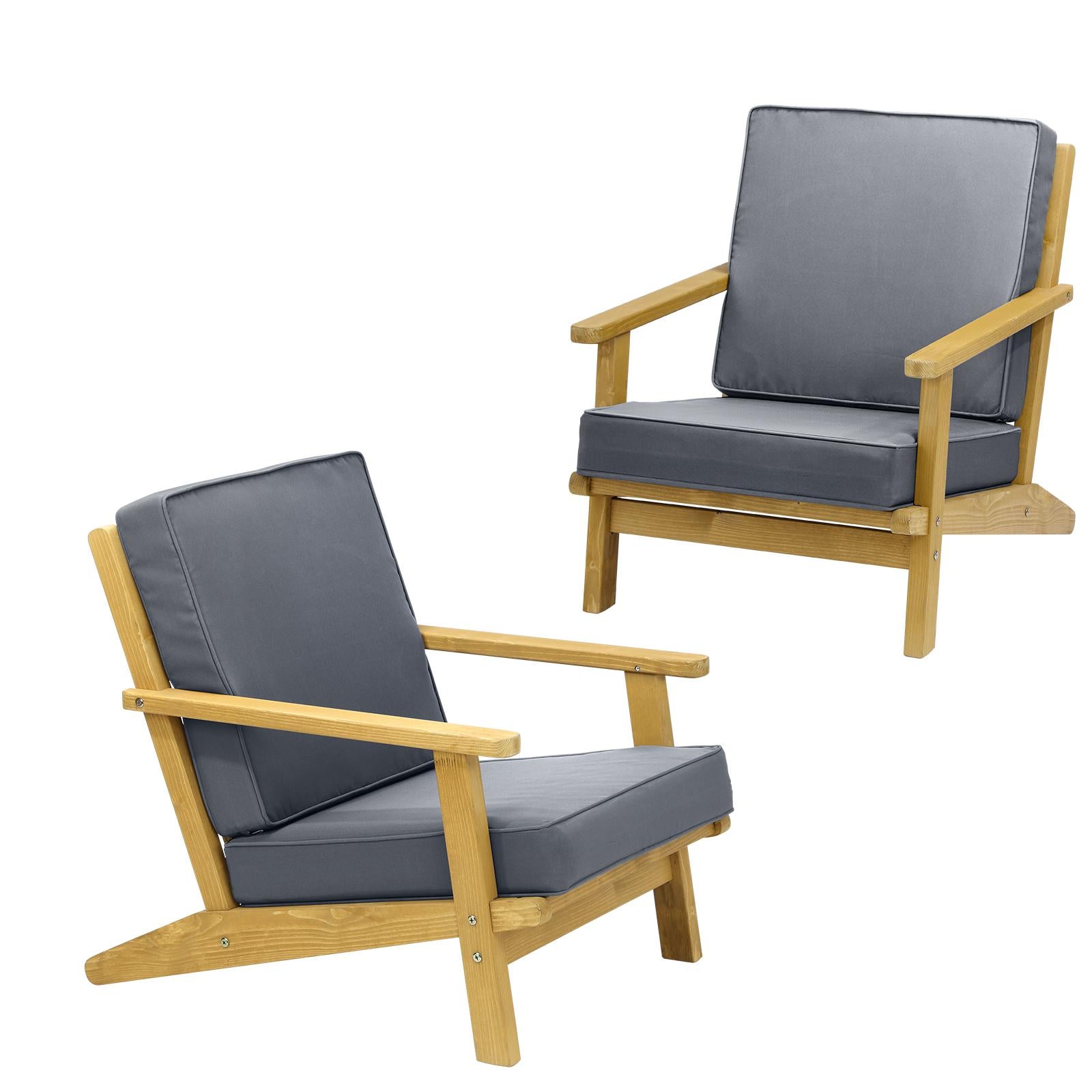 Livsip 2x Outdoor Armchair Furniture Sun Lounge Wooden Chairs Patio Garden Sofa - Sunyee