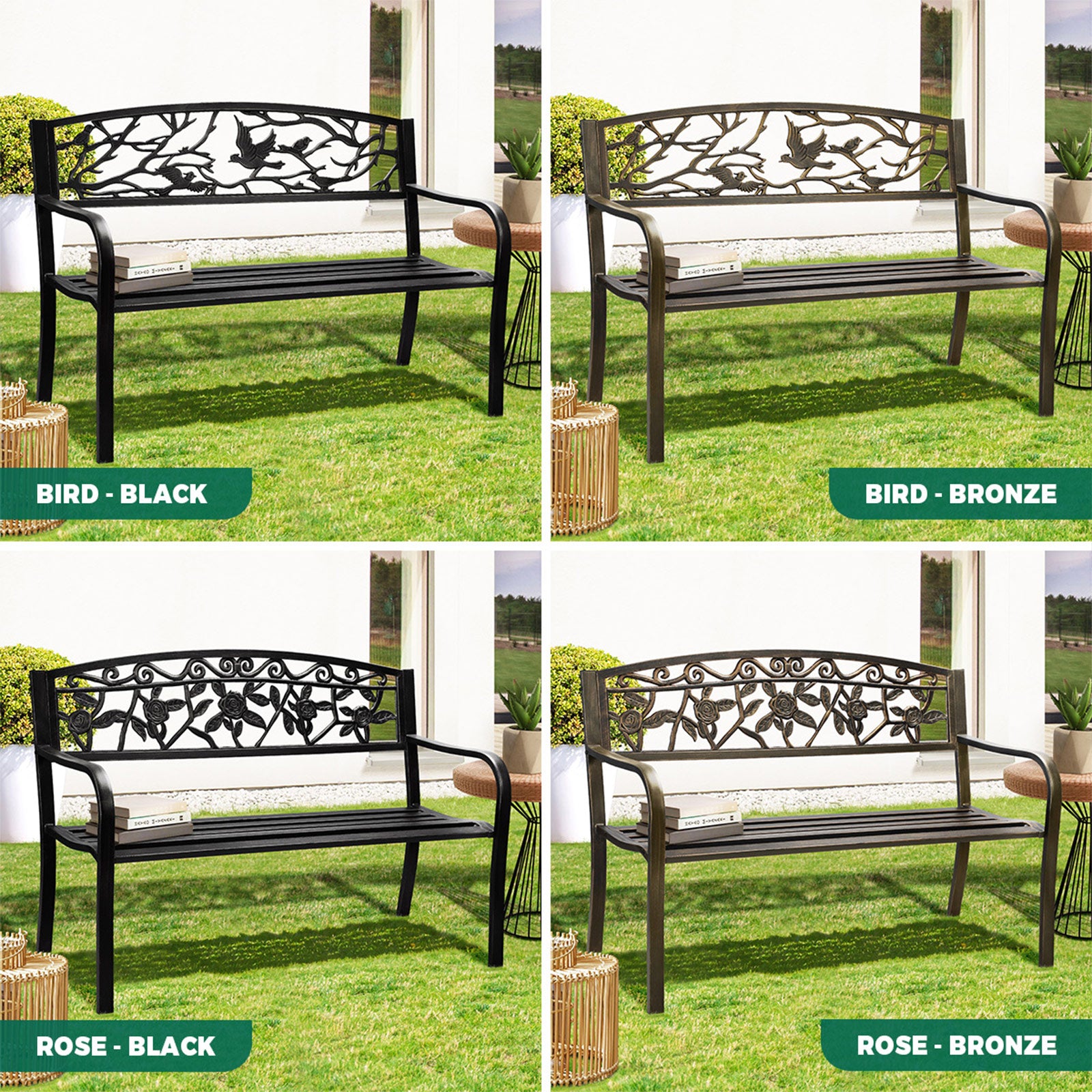 Livsip Garden Bench Park Lounge Patio Chair Backyard 3 Seater Outdoor Furniture - Sunyee