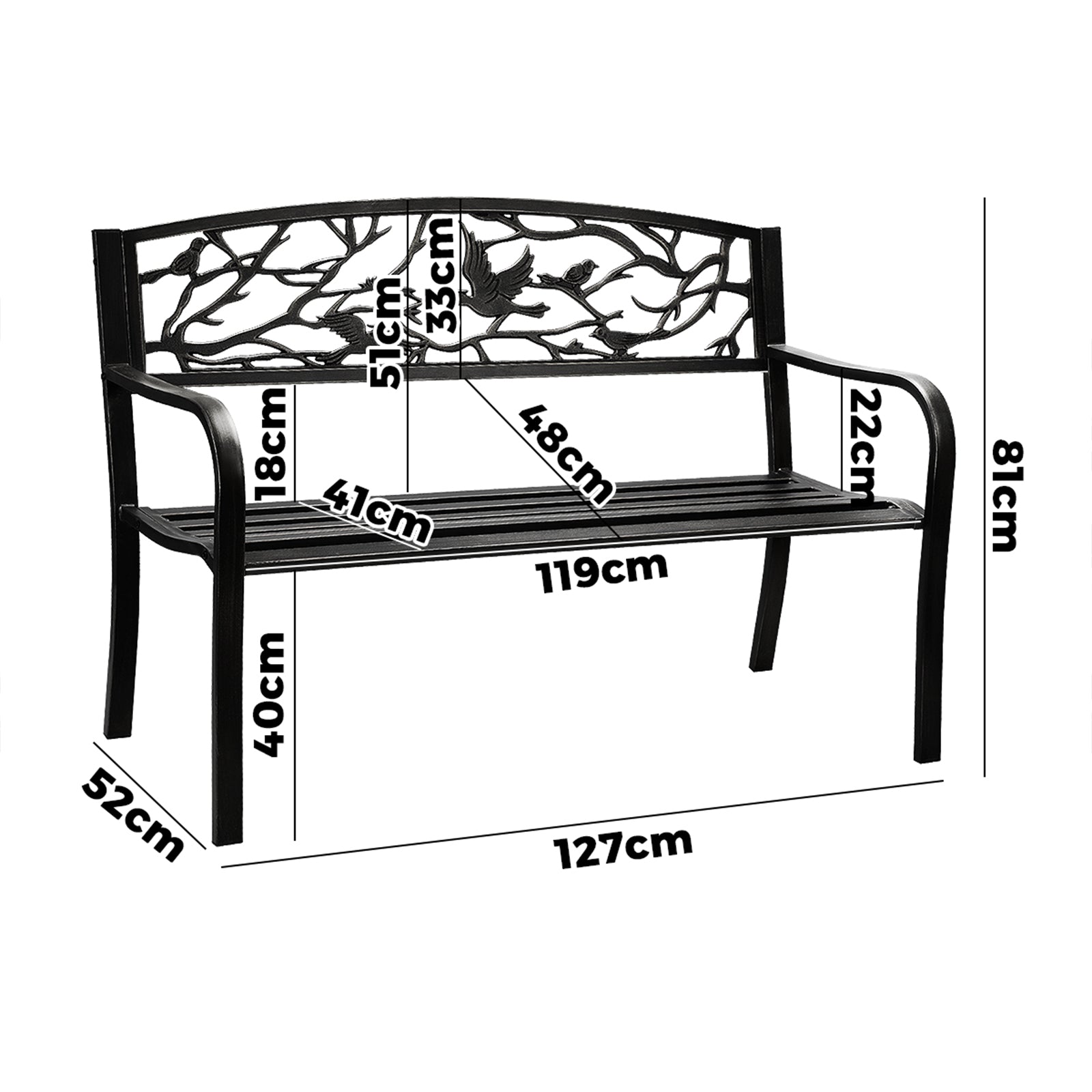Livsip Garden Bench Park Lounge Patio Chair Backyard 3 Seater Outdoor Furniture - Sunyee
