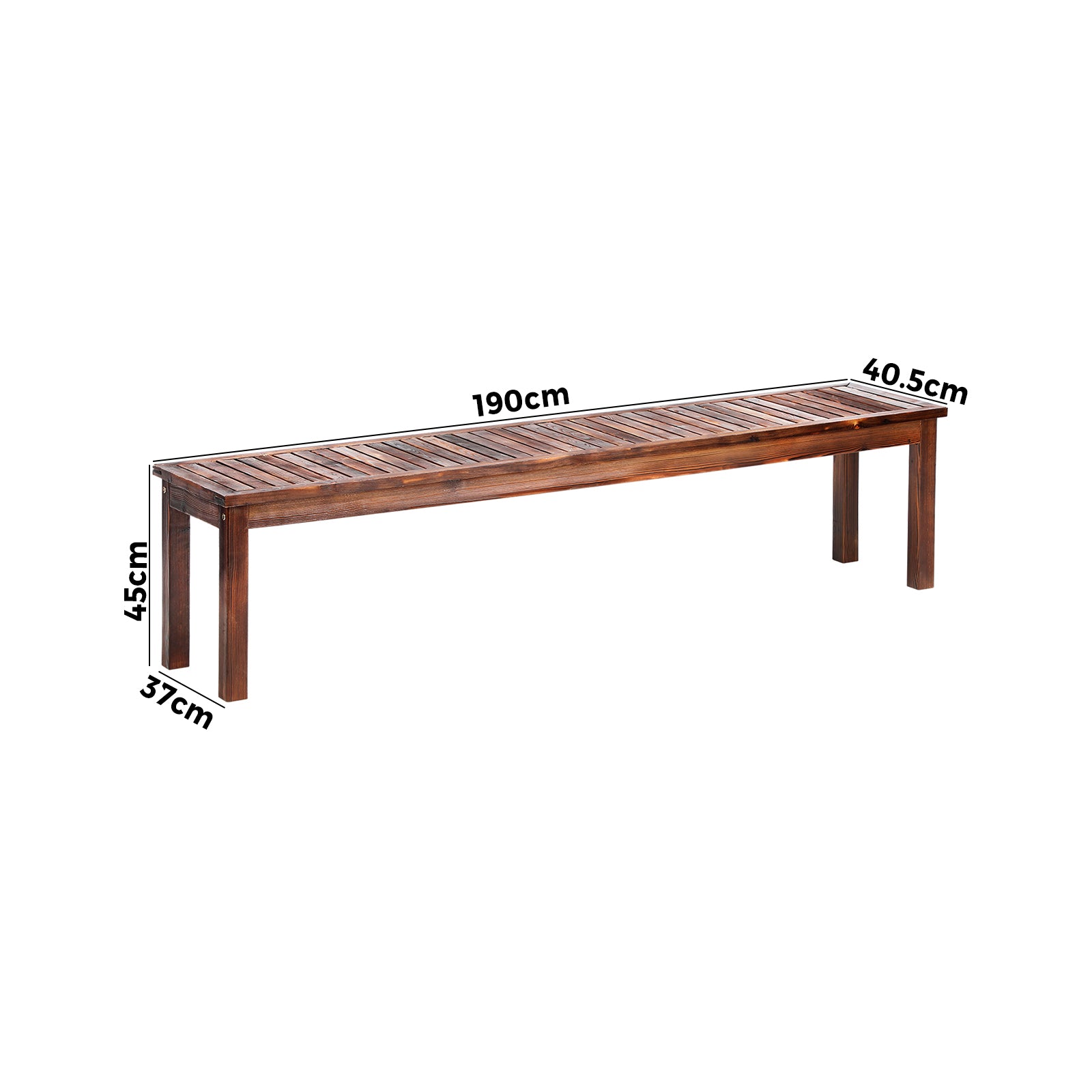 Livsip Garden Bench Wood Patio 190cm Slatted Seat Outdoor Furniture Dining Chair - Sunyee