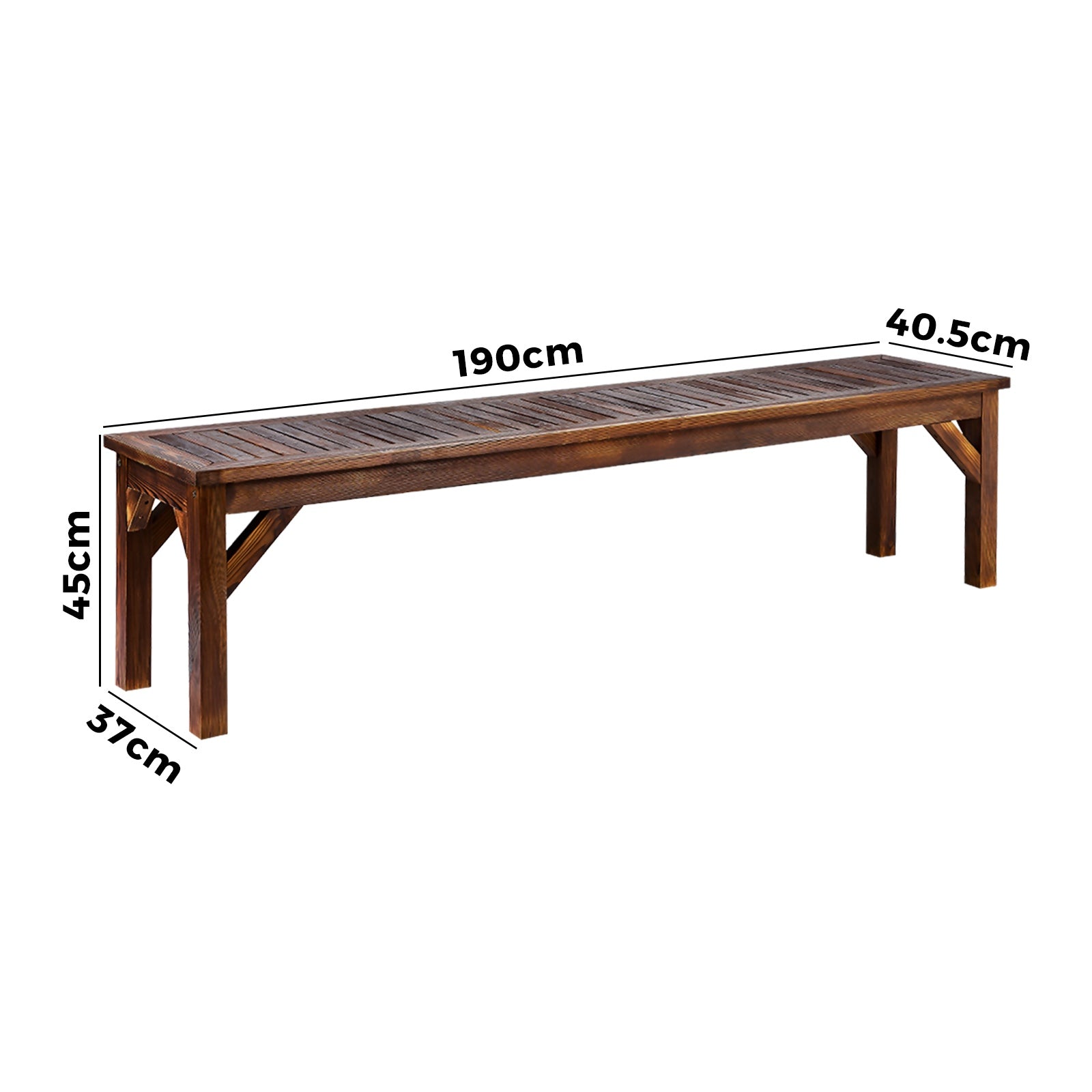 Livsip Garden Bench Wood Patio 190cm Slatted Seat Outdoor Furniture Dining Chair - Sunyee