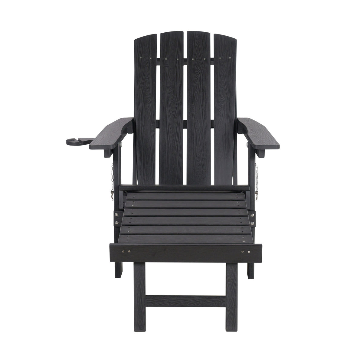 Livsip Outdoor Sun Lounge Beach Chair HDPE Adirondack Chair with Footrest Black