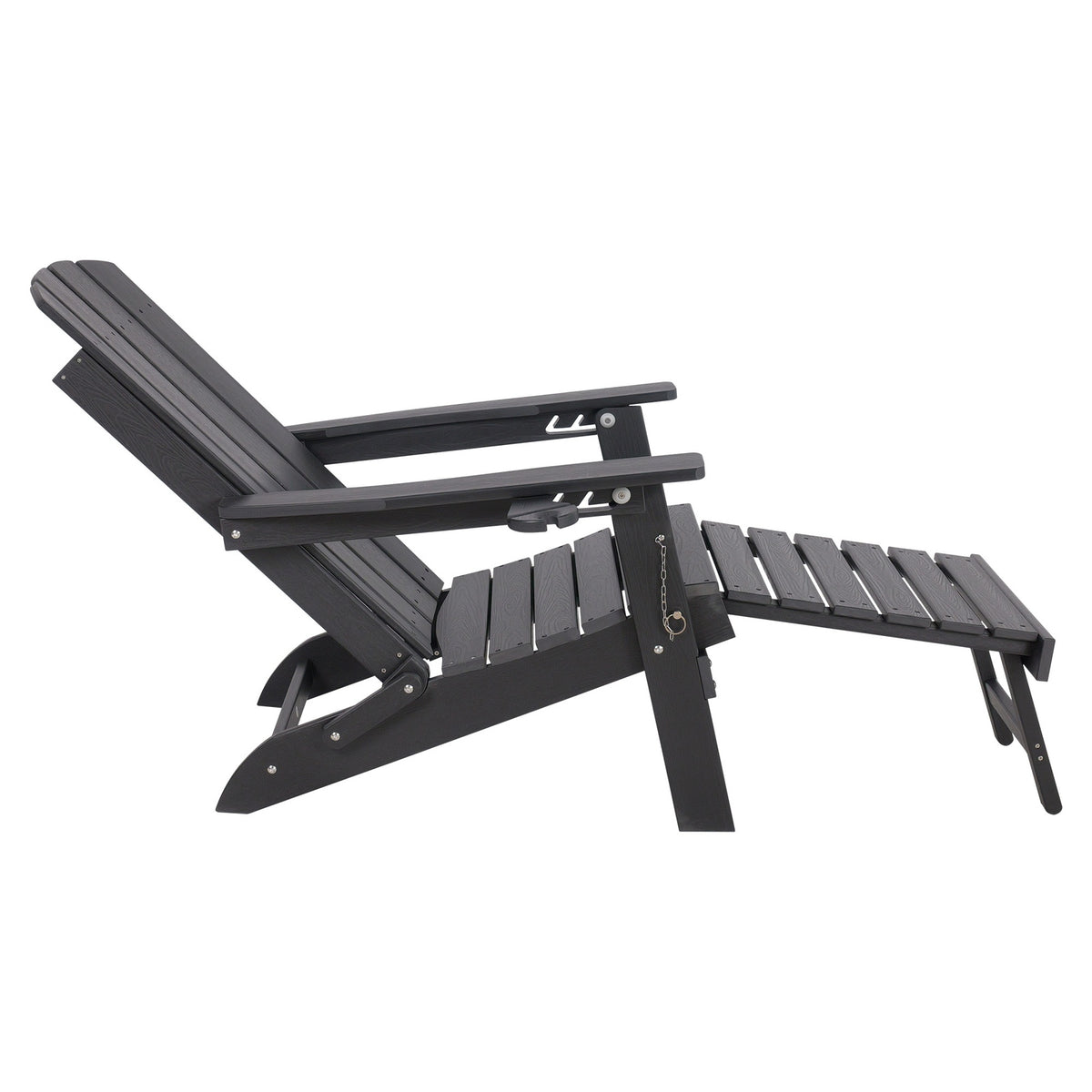 Livsip Outdoor Sun Lounge Beach Chair HDPE Adirondack Chair with Footrest Black