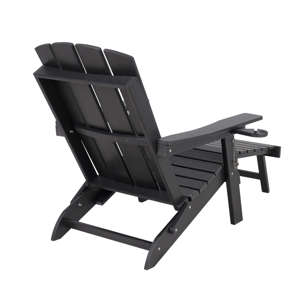 Livsip Outdoor Sun Lounge Beach Chair HDPE Adirondack Chair with Footrest Black