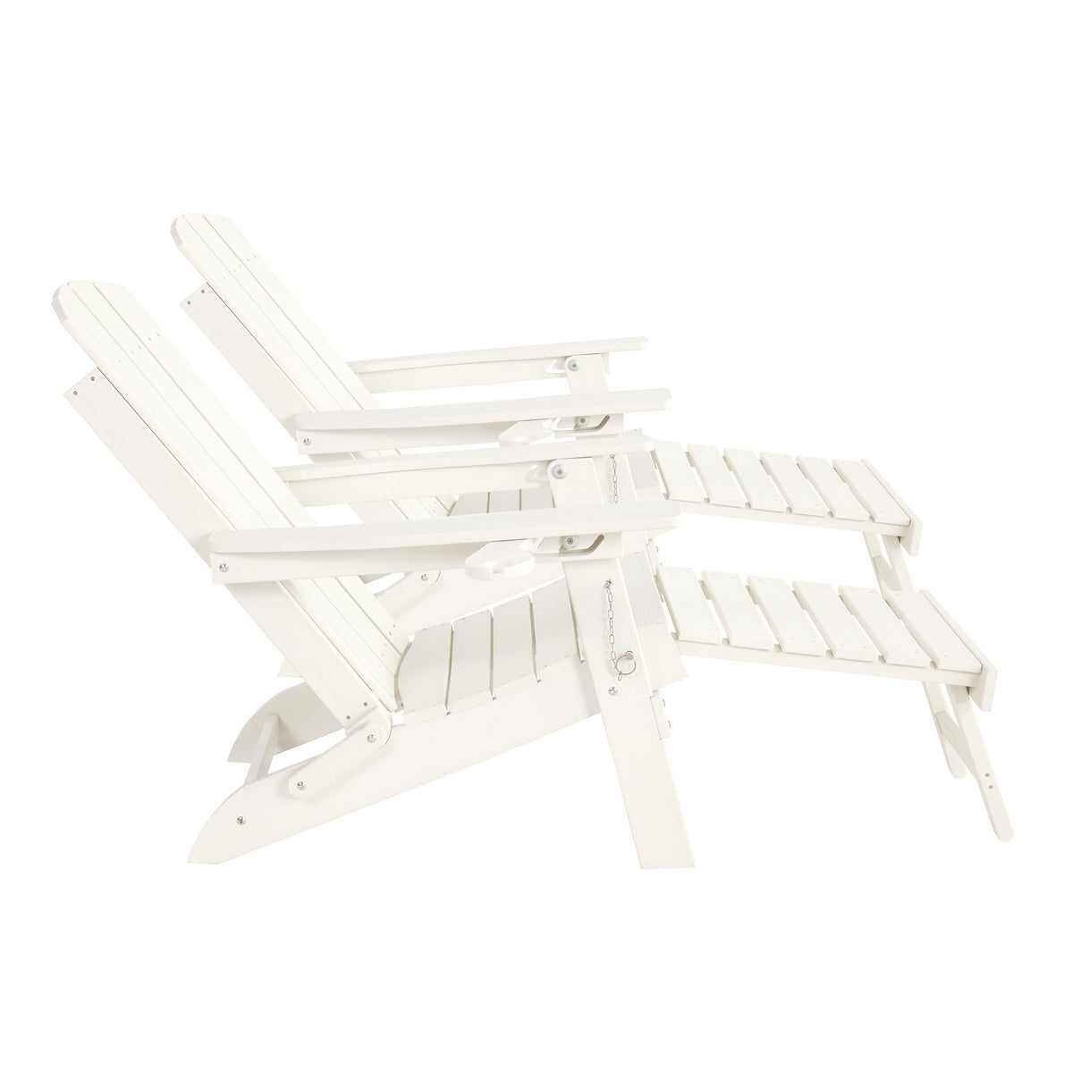 Livsip 2PCS HDPE Folding Adirondack Chair Outdoor Lounge Beach Deck Chairs White