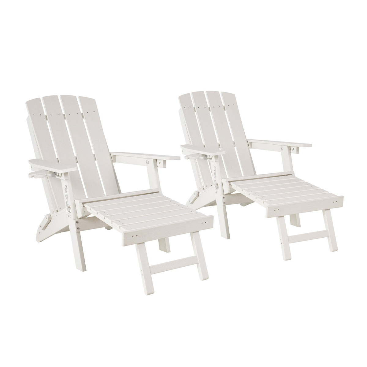 Livsip 2PCS HDPE Folding Adirondack Chair Outdoor Lounge Beach Deck Chairs White