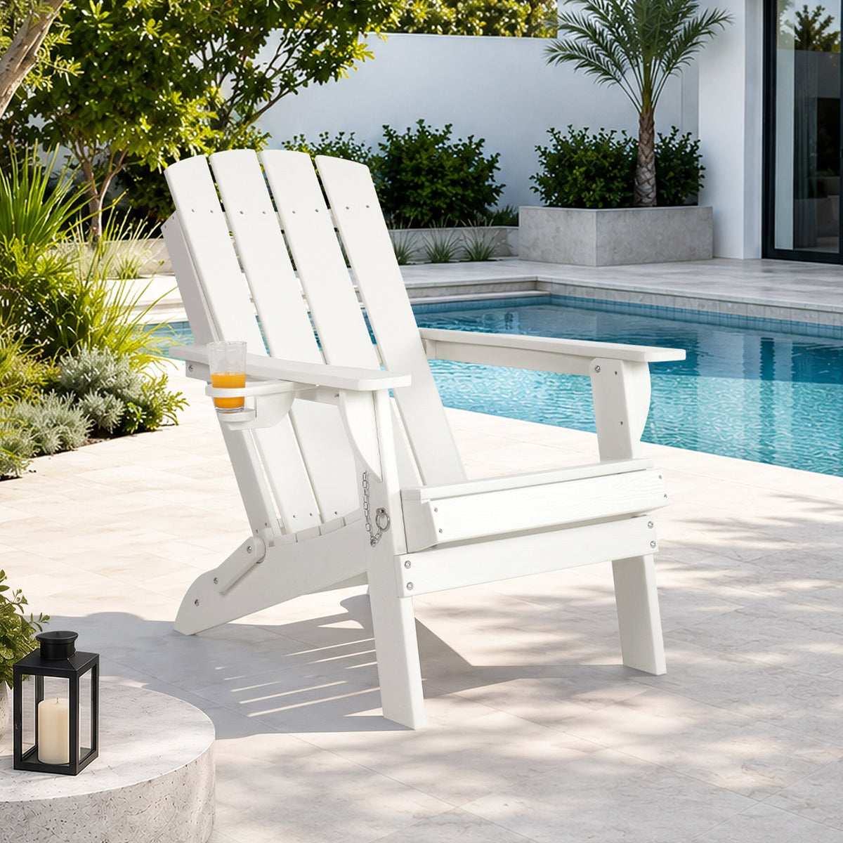 Livsip HDPE Adirondack Chair Outdoor Furniture Folding Lounge Beach Chair White