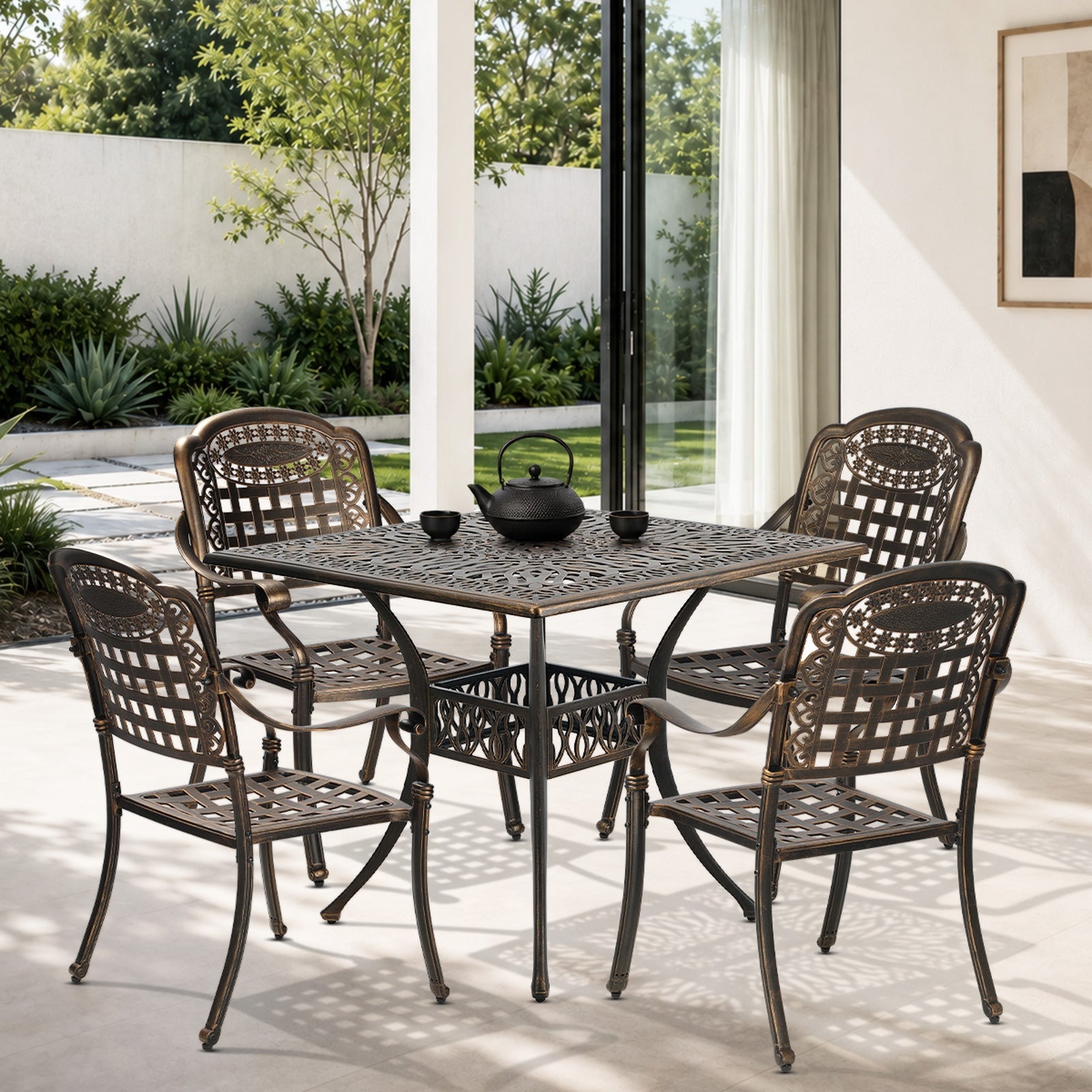 Livsip 5 Piece Outdoor Dining Setting Bistro Patio Set Cast Aluminium Furniture