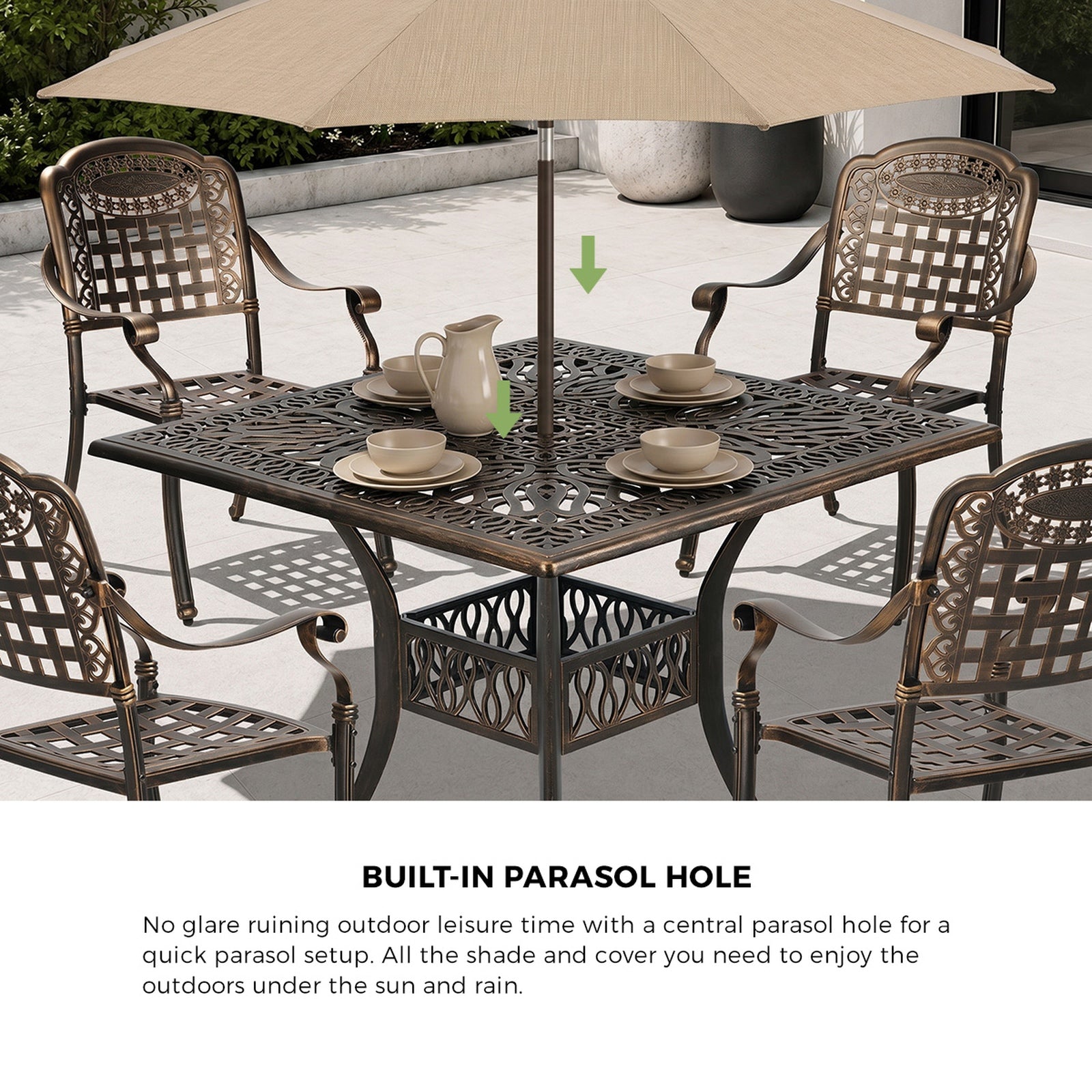 Livsip 5 Piece Outdoor Dining Setting Bistro Patio Set Cast Aluminium Furniture