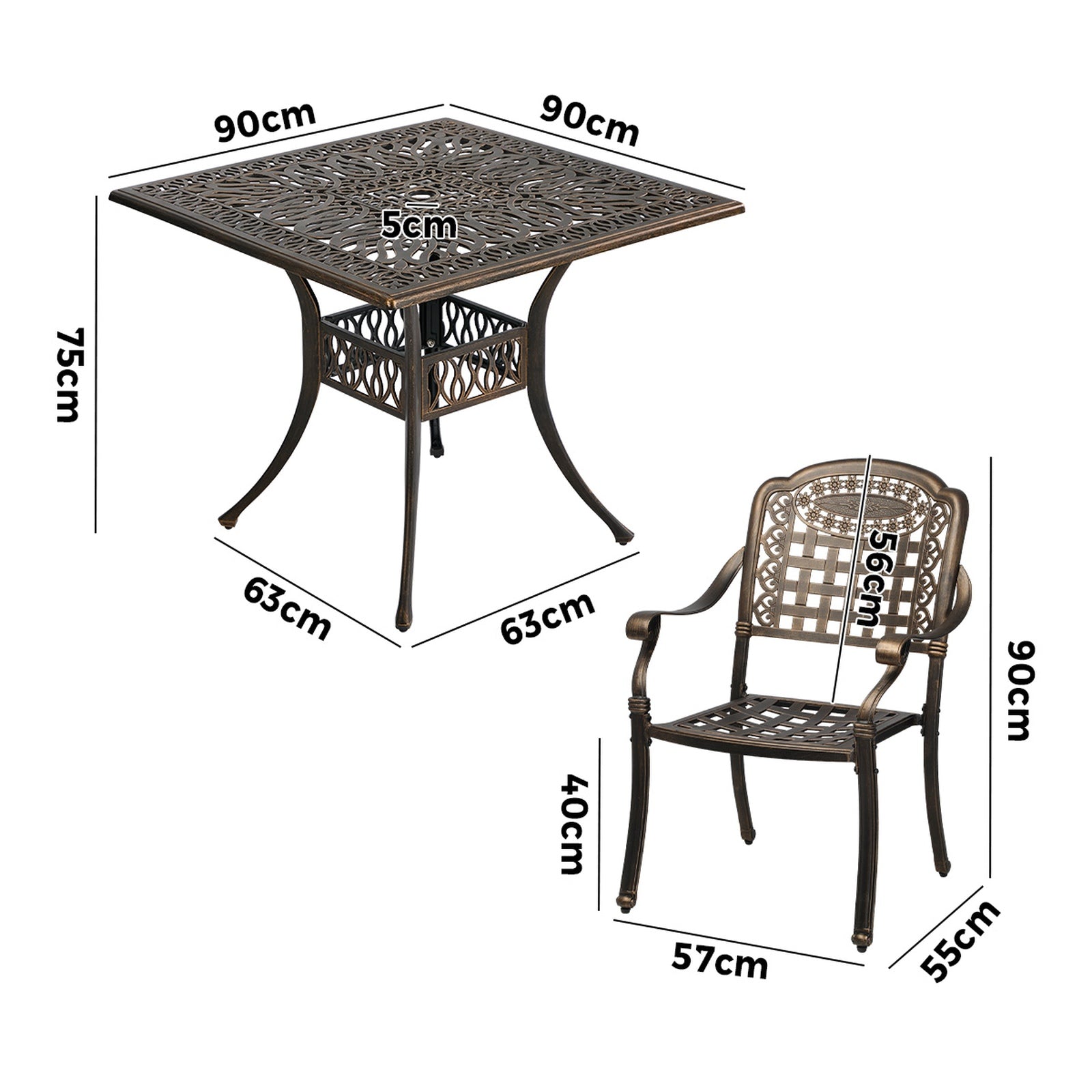 Livsip 5 Piece Outdoor Dining Setting Bistro Patio Set Cast Aluminium Furniture