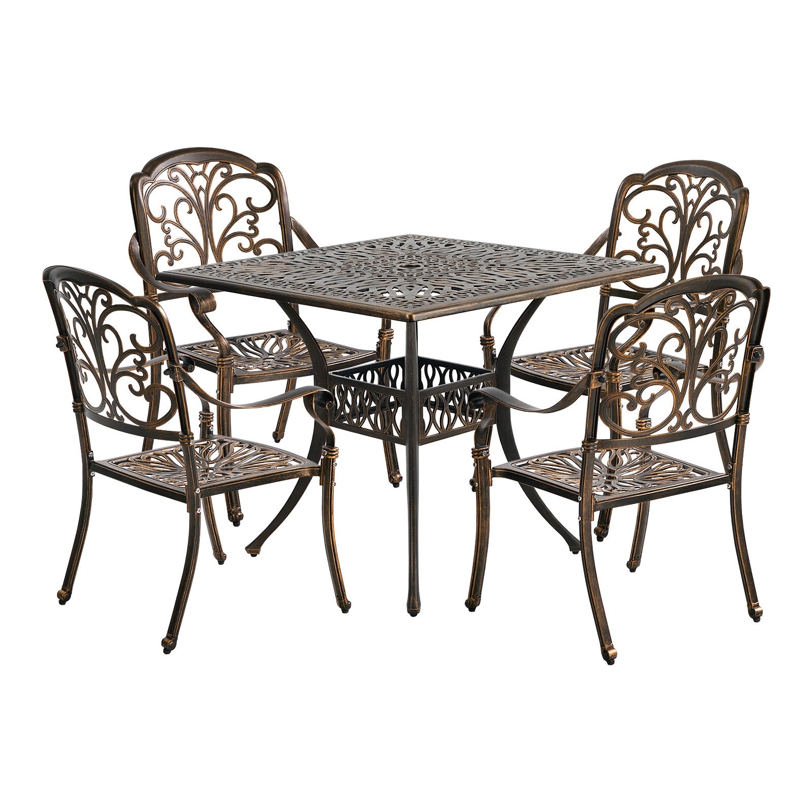 Livsip 5 Piece Outdoor Dining Setting Cast Aluminium Table Chairs Furniture