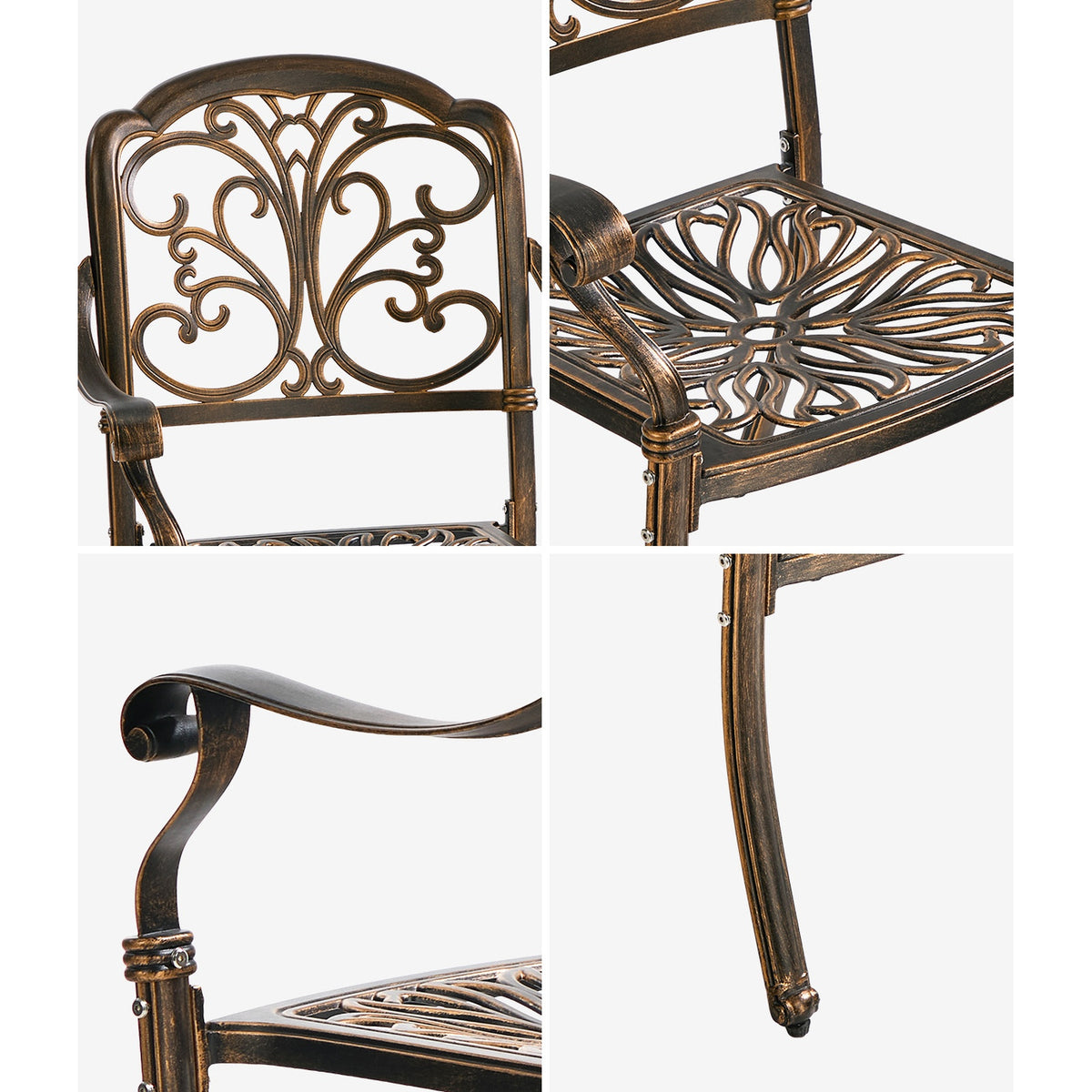 Livsip 2PCS Outdoor Dining Chairs Garden Patio Armchairs Cast Aluminium