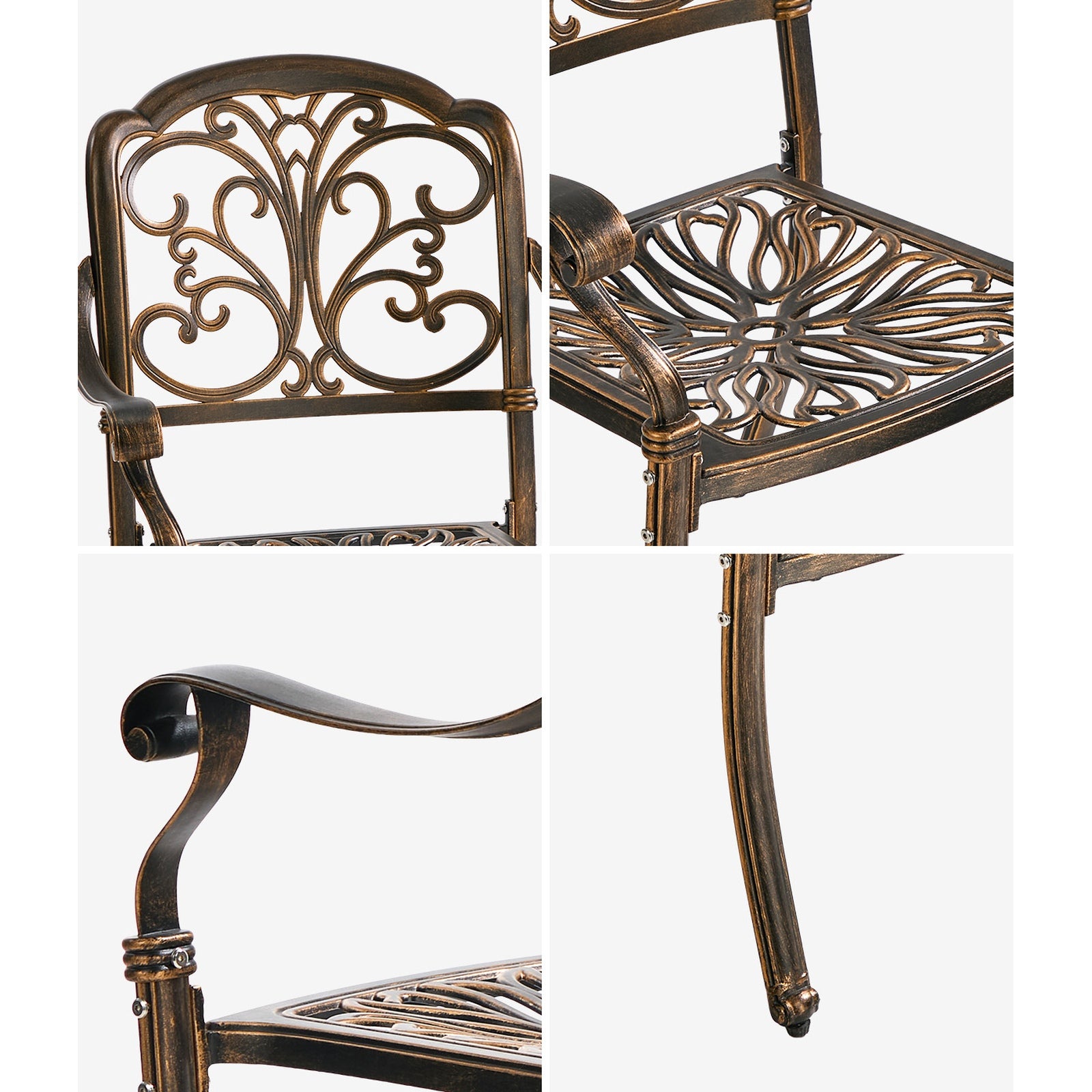 Livsip 2PCS Outdoor Dining Chairs Garden Patio Armchairs Cast Aluminium