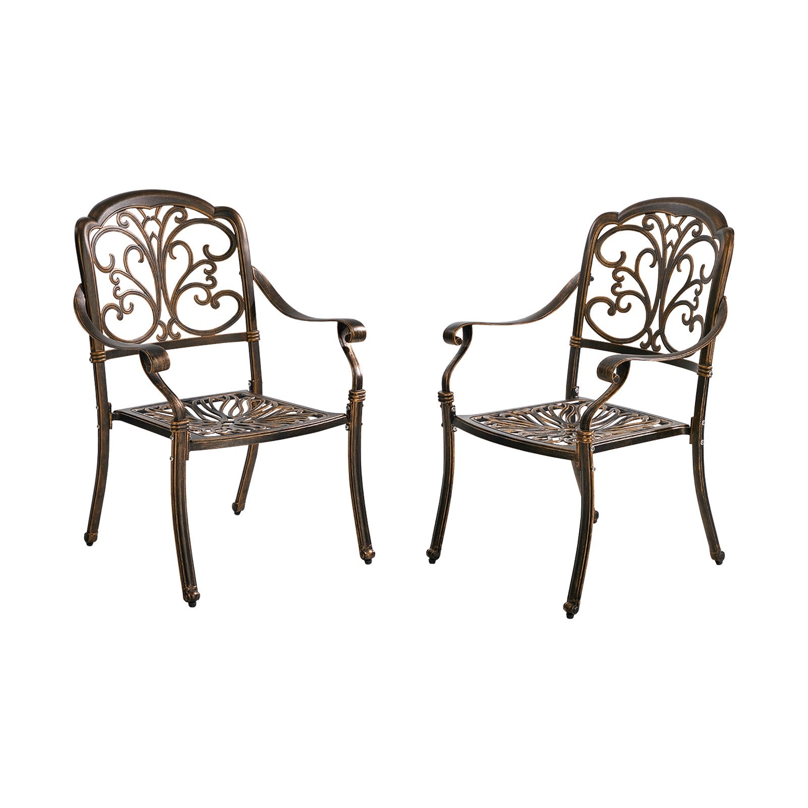 Livsip 2PCS Outdoor Dining Chairs Garden Patio Armchairs Cast Aluminium