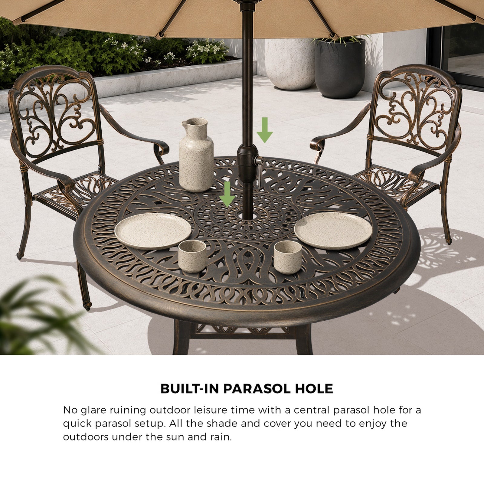 Livsip 3 Piece Outdoor Dining Set Table Chairs Patio Bistro Cast Aluminium