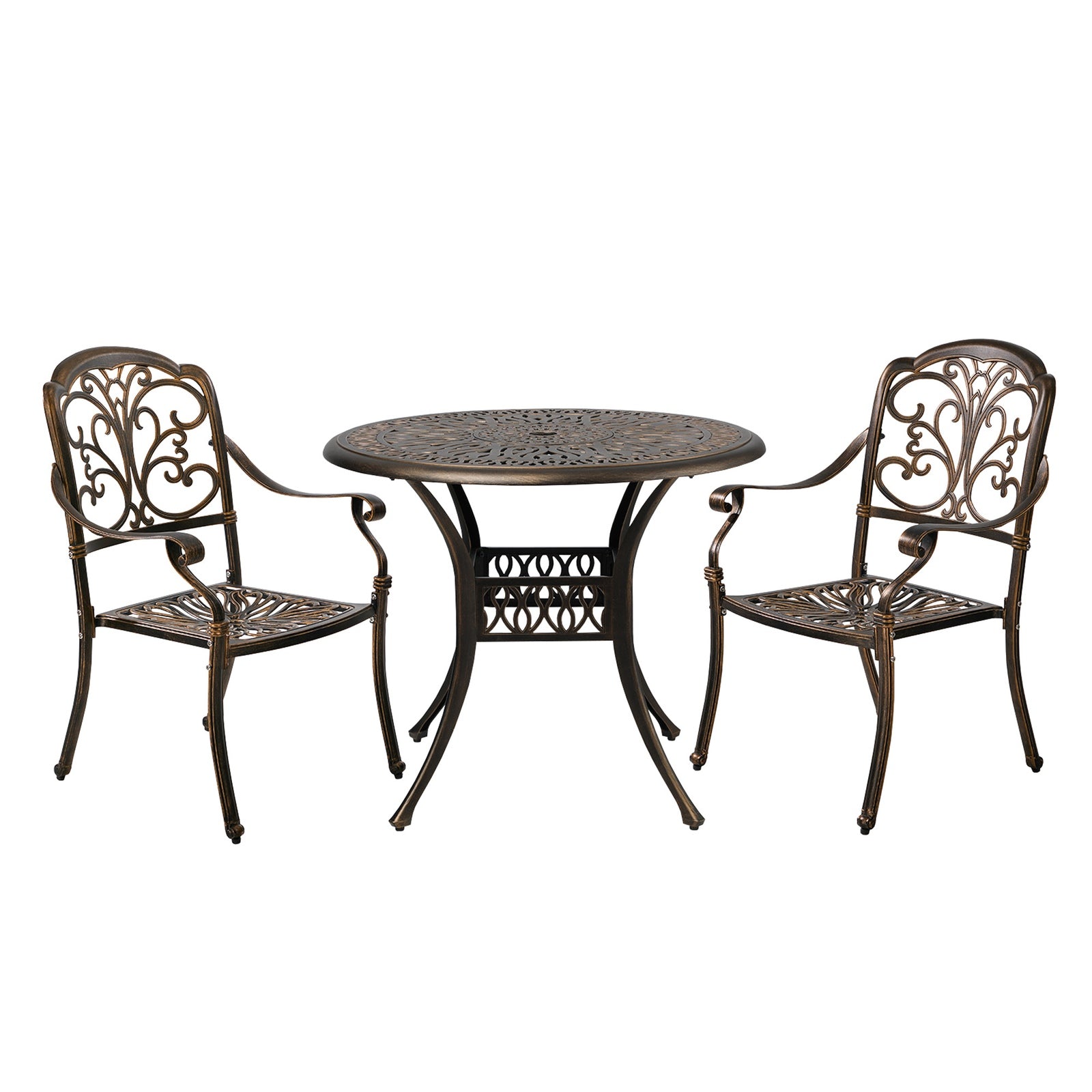 Livsip 3 Piece Outdoor Dining Set Table Chairs Patio Bistro Cast Aluminium
