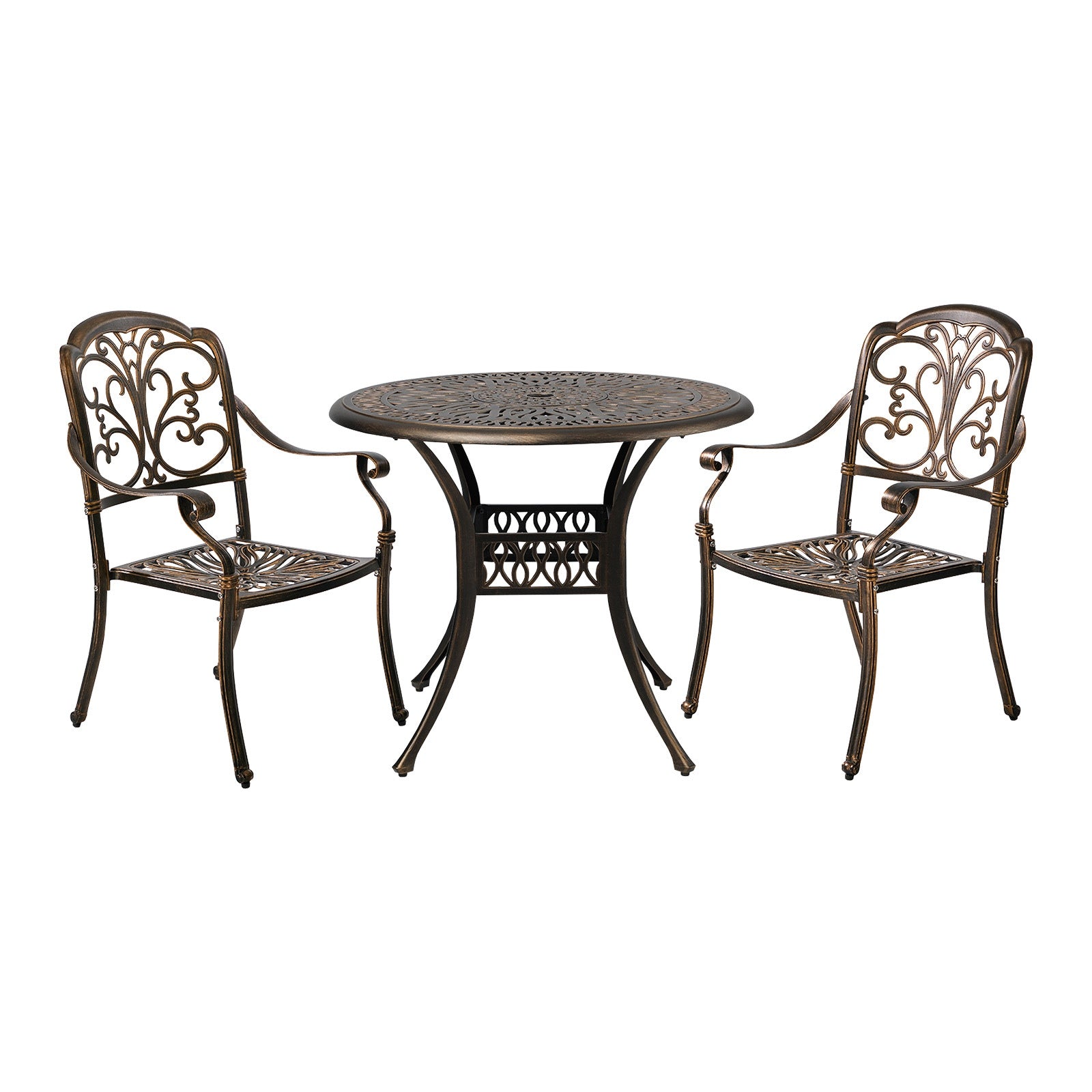 Livsip 3 Piece Outdoor Dining Set Table Chairs Patio Bistro Cast Aluminium