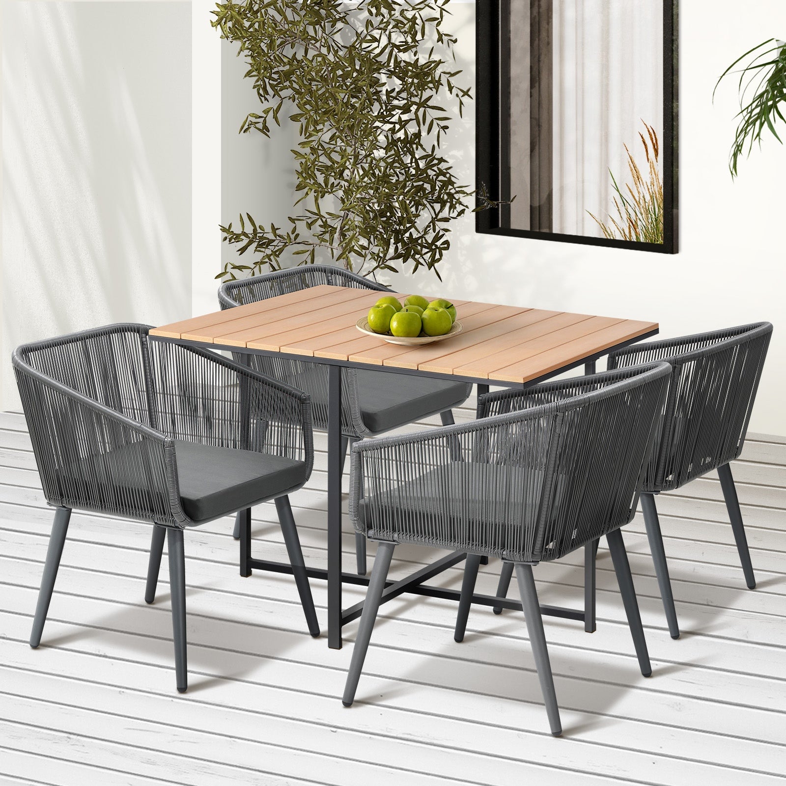 Livsip 5PCS Outdoor Dining Set Furniture Table Lounge Chairs Patio Setting - Sunyee