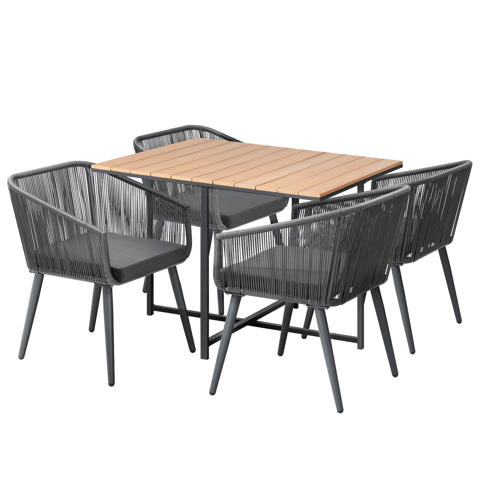 Livsip 5PCS Outdoor Dining Set Furniture Table Lounge Chairs Patio Setting - Sunyee