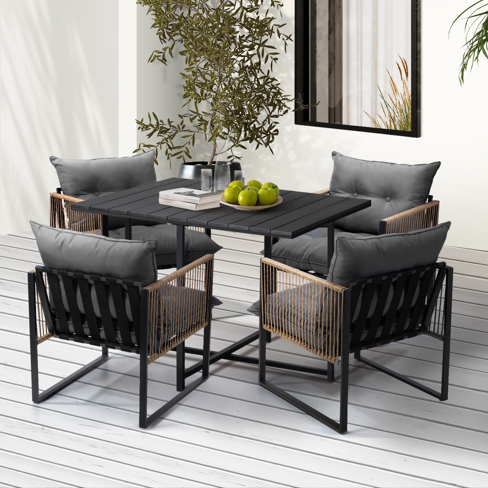 Livsip Outdoor Dining Set Patio Furniture Garden 4 Seater - Sunyee