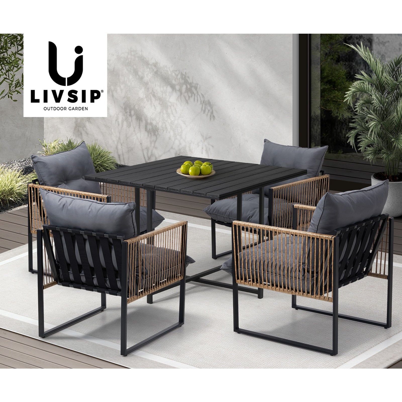 Livsip Outdoor Dining Set Patio Furniture Garden 4 Seater - Sunyee