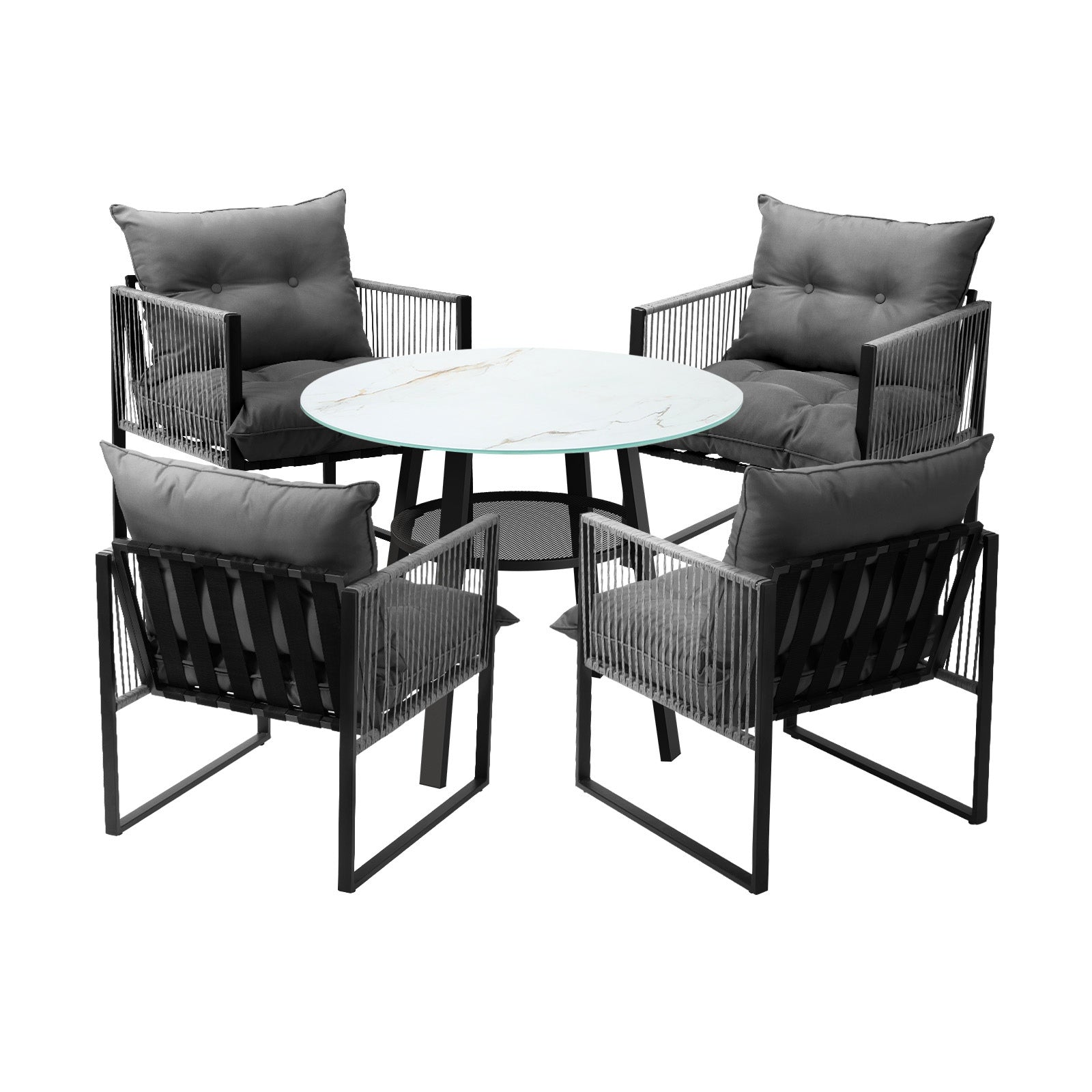 Livsip 5PCS Outdoor Furniture Dining Set Patio Table Chairs Set PE Wicker Lounge - Sunyee