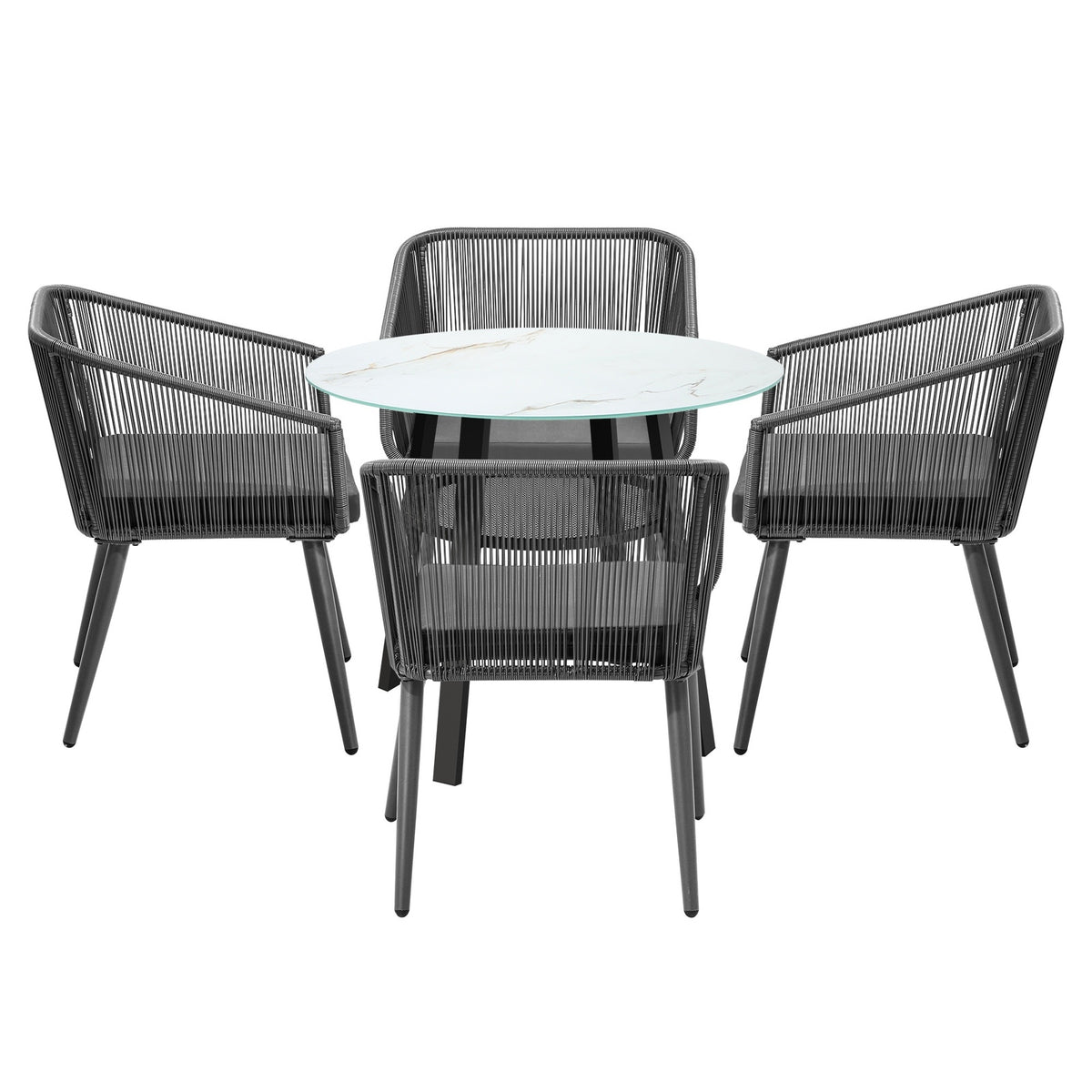 Livsip 5PCS Outdoor Dining Setting Marble-style Table Patio Furniture Bistro Set - Sunyee