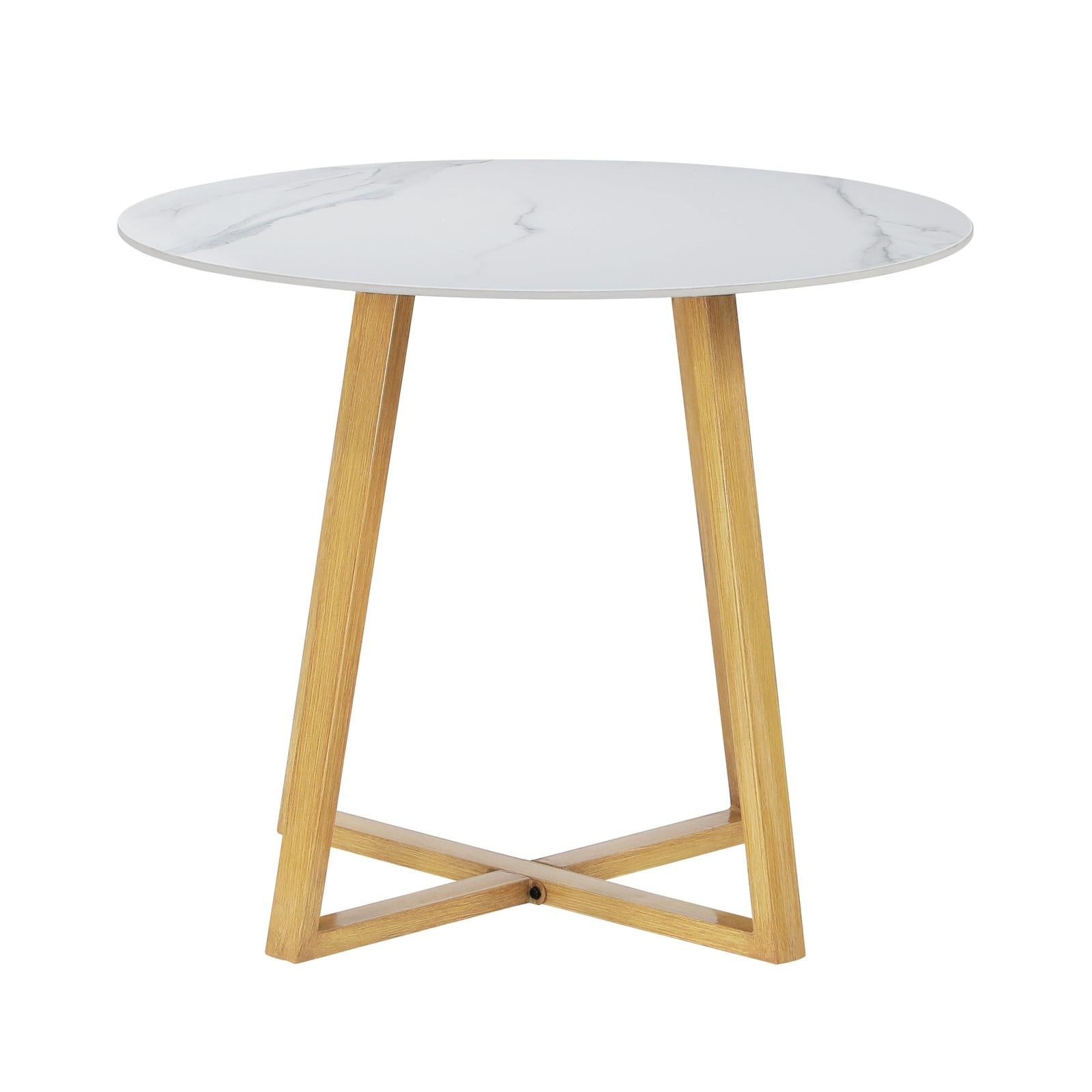 Livsip Outdoor Dining Marble Table Patio Garden Furniture 90cm Bistro Desk Brown - Sunyee