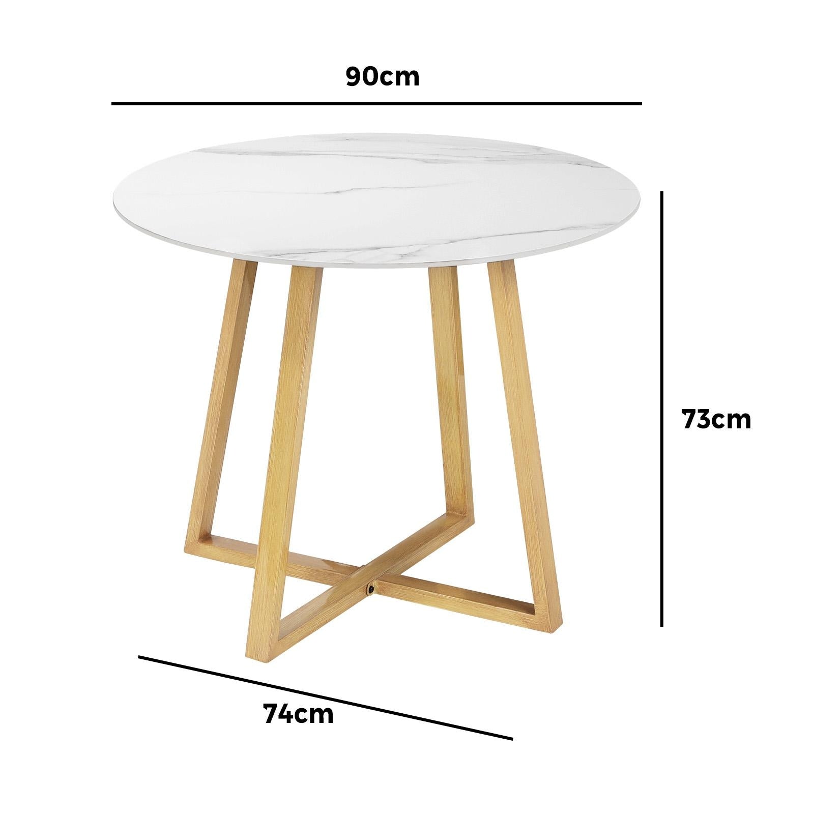Livsip Outdoor Dining Marble Table Patio Garden Furniture 90cm Bistro Desk Brown - Sunyee