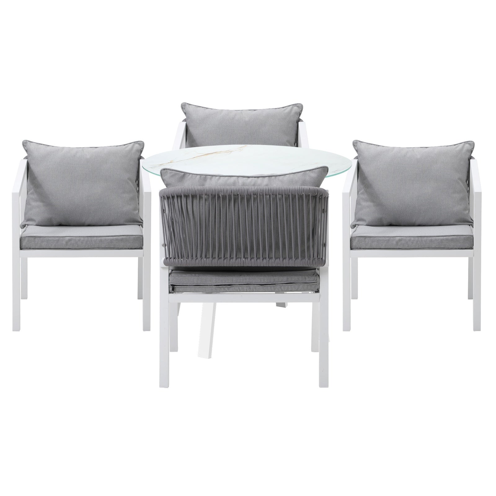 Livsip Outdoor Dining Setting Lounge Chair Patio Furniture Bistro Set 5PCS White - Sunyee