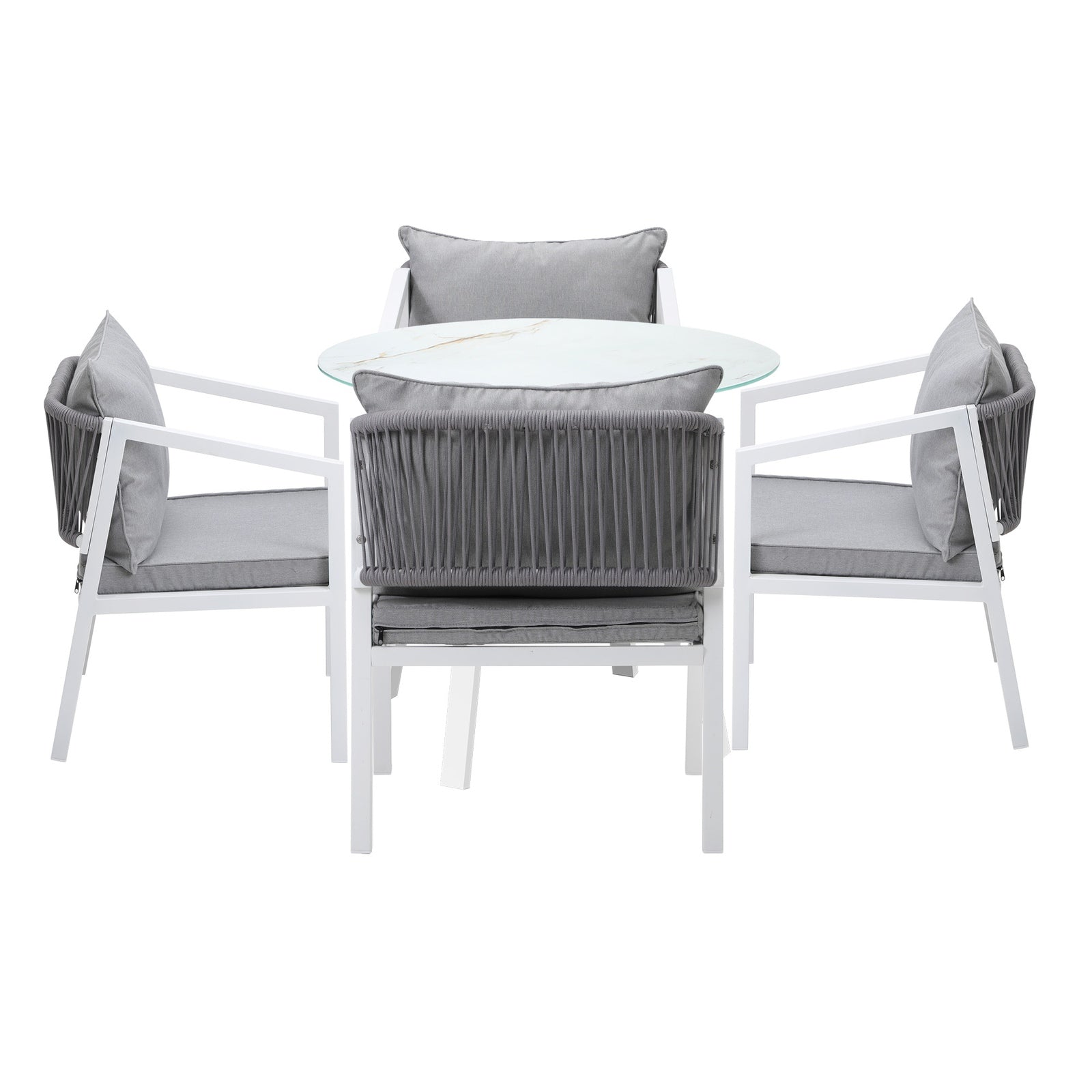 Livsip Outdoor Dining Setting Lounge Chair Patio Furniture Bistro Set 5PCS White - Sunyee