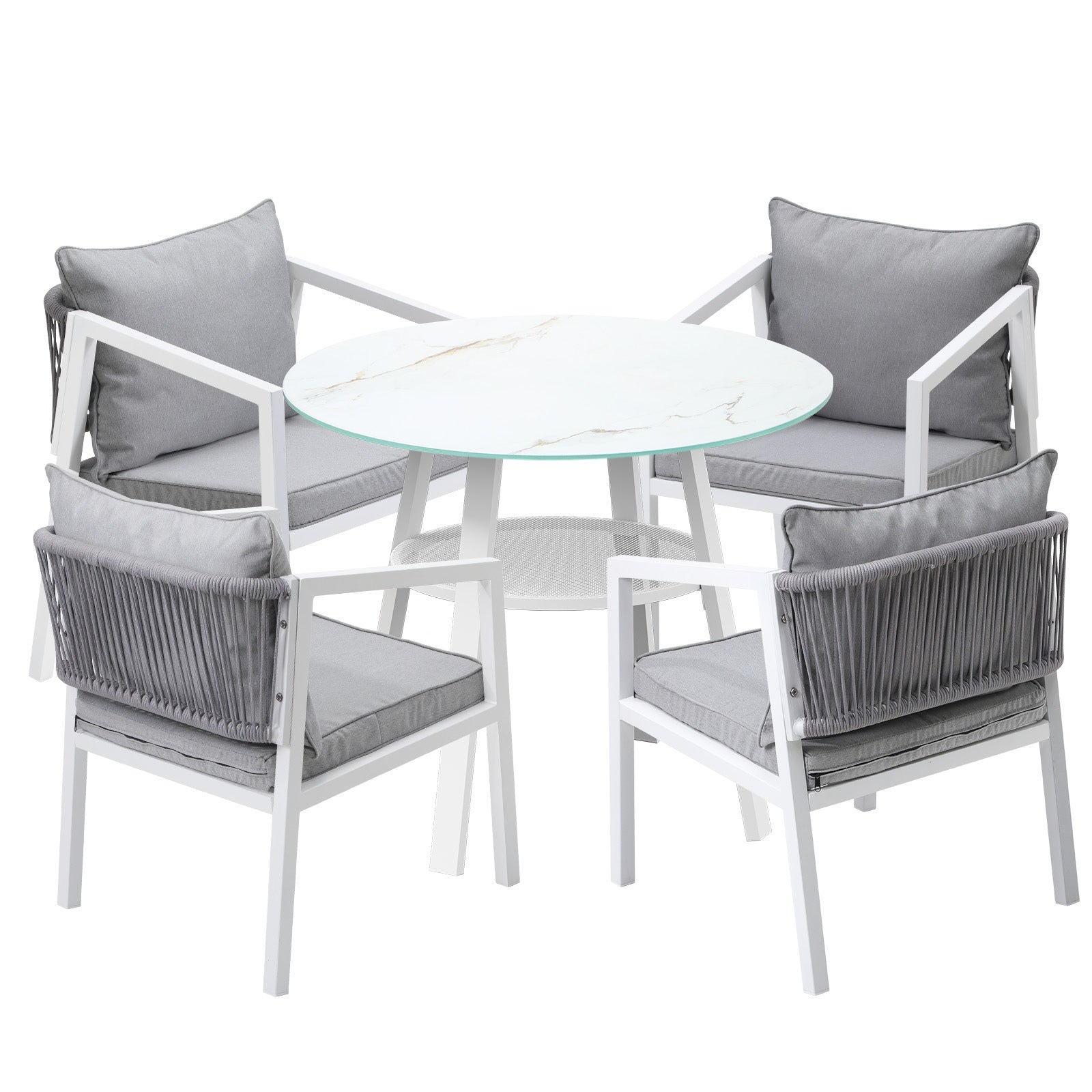 Livsip Outdoor Dining Setting Lounge Chair Patio Furniture Bistro Set 5PCS White - Sunyee