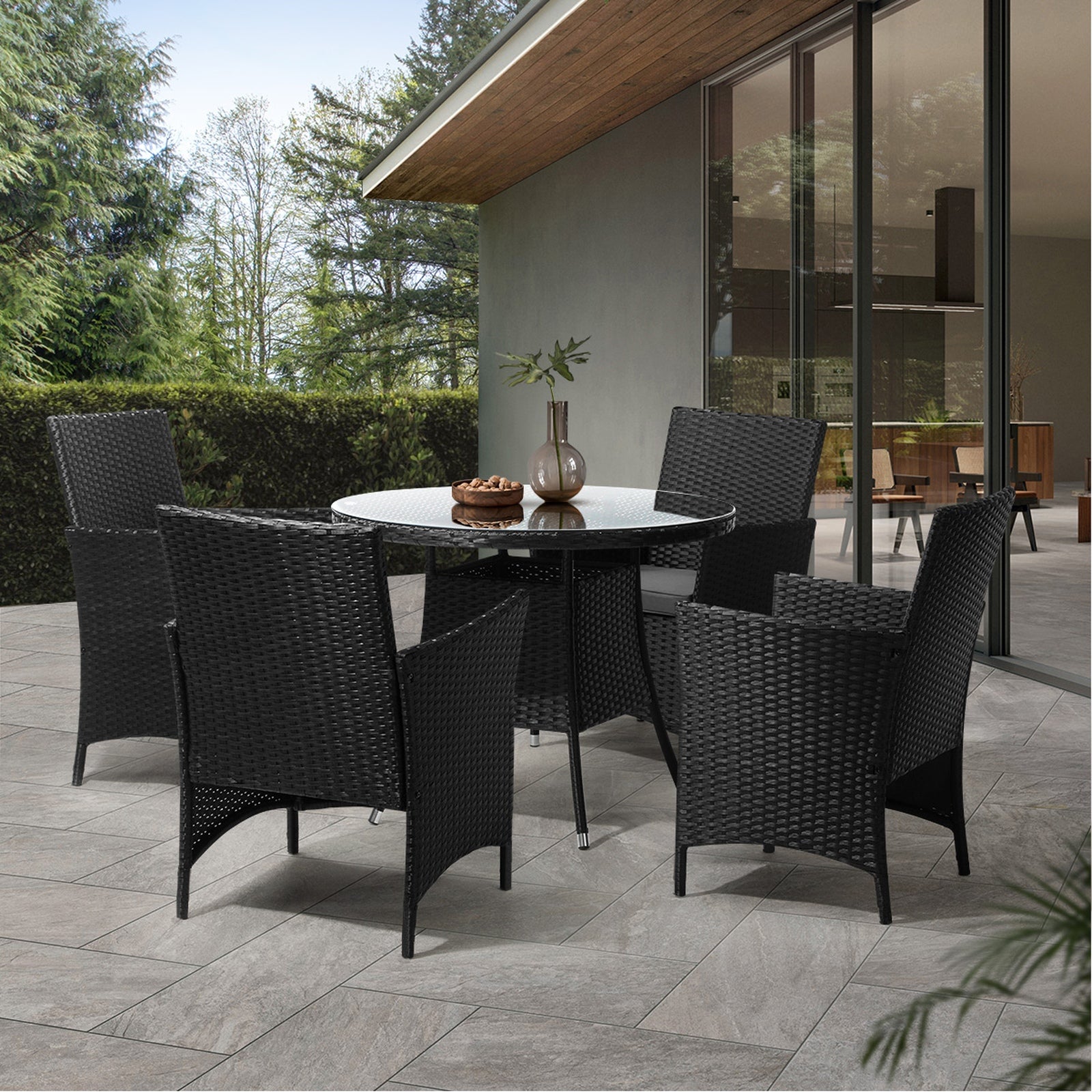 Livsip 5 PCS Outdoor Dining Set Table & Chairs Patio Furniture Lounge Setting - Sunyee