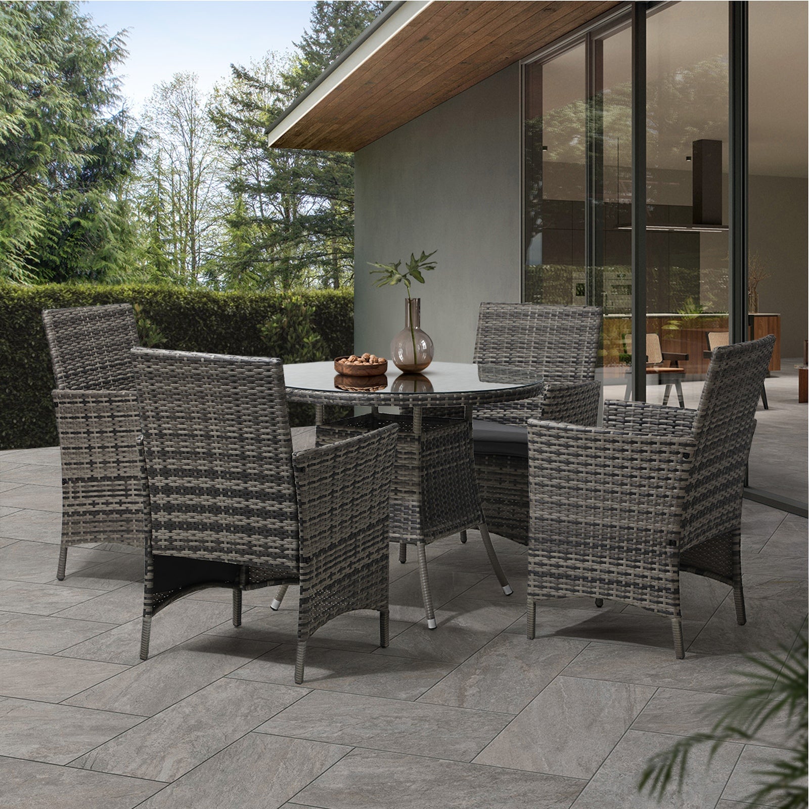 Livsip Outdoor Dining Set Table & Chairs 5PCS Patio Furniture Lounge Setting - Sunyee