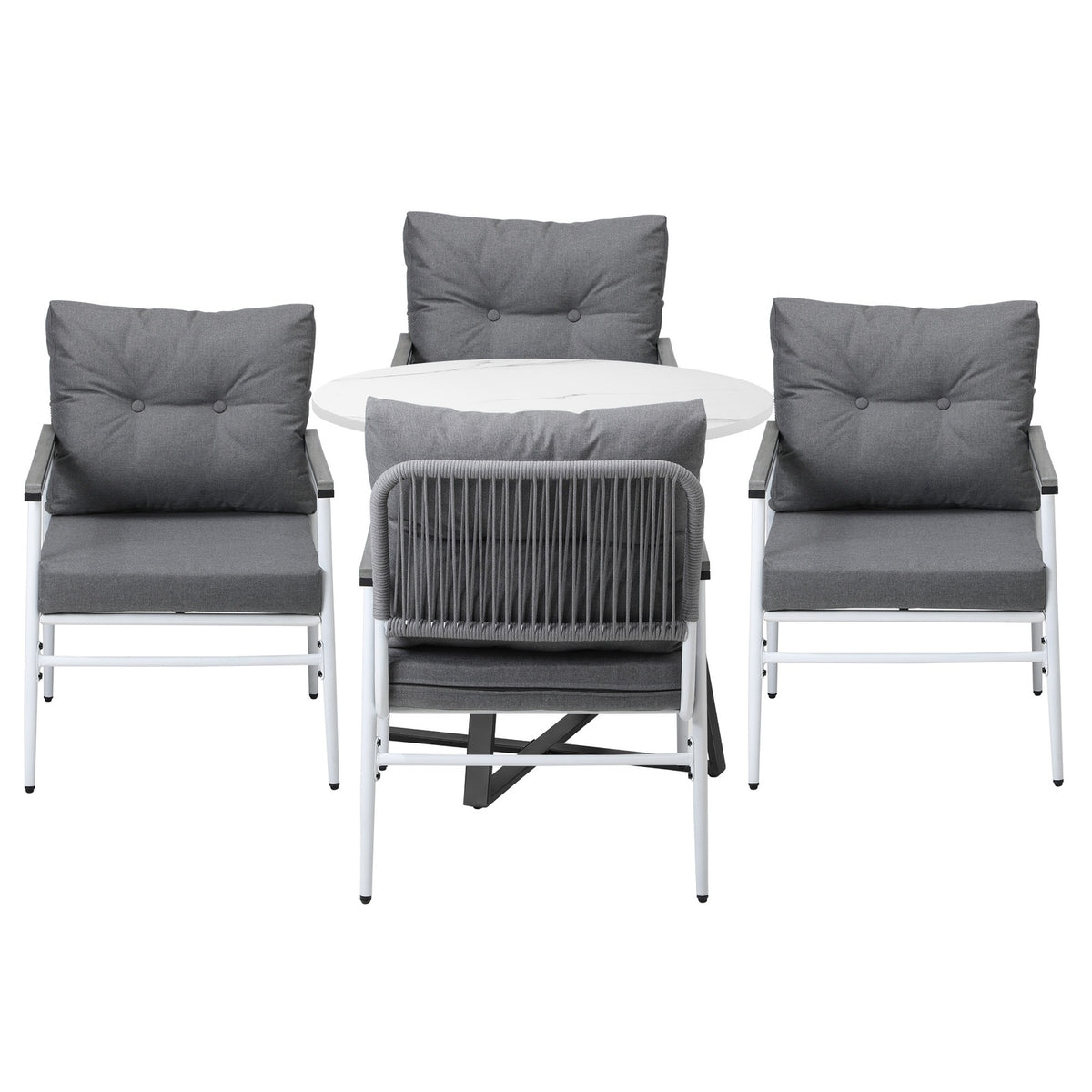 Livsip Outdoor Dining Set Patio Furniture 4 Seater Marble Table