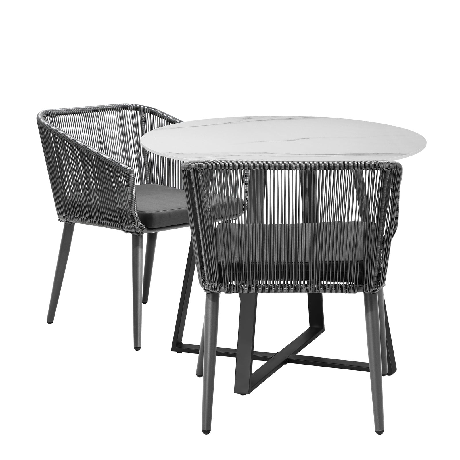 Livsip 3x Outdoor Dining Setting Sintered Stone Table Patio Furniture Bistro Set - Sunyee