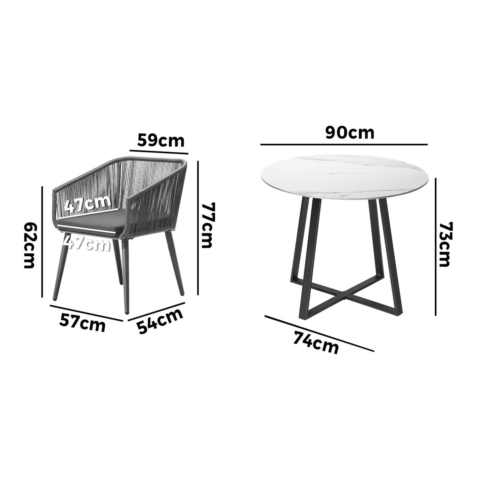 Livsip 5x Outdoor Dining Setting Sintered Stone Table Patio Furniture Bistro Set - Sunyee