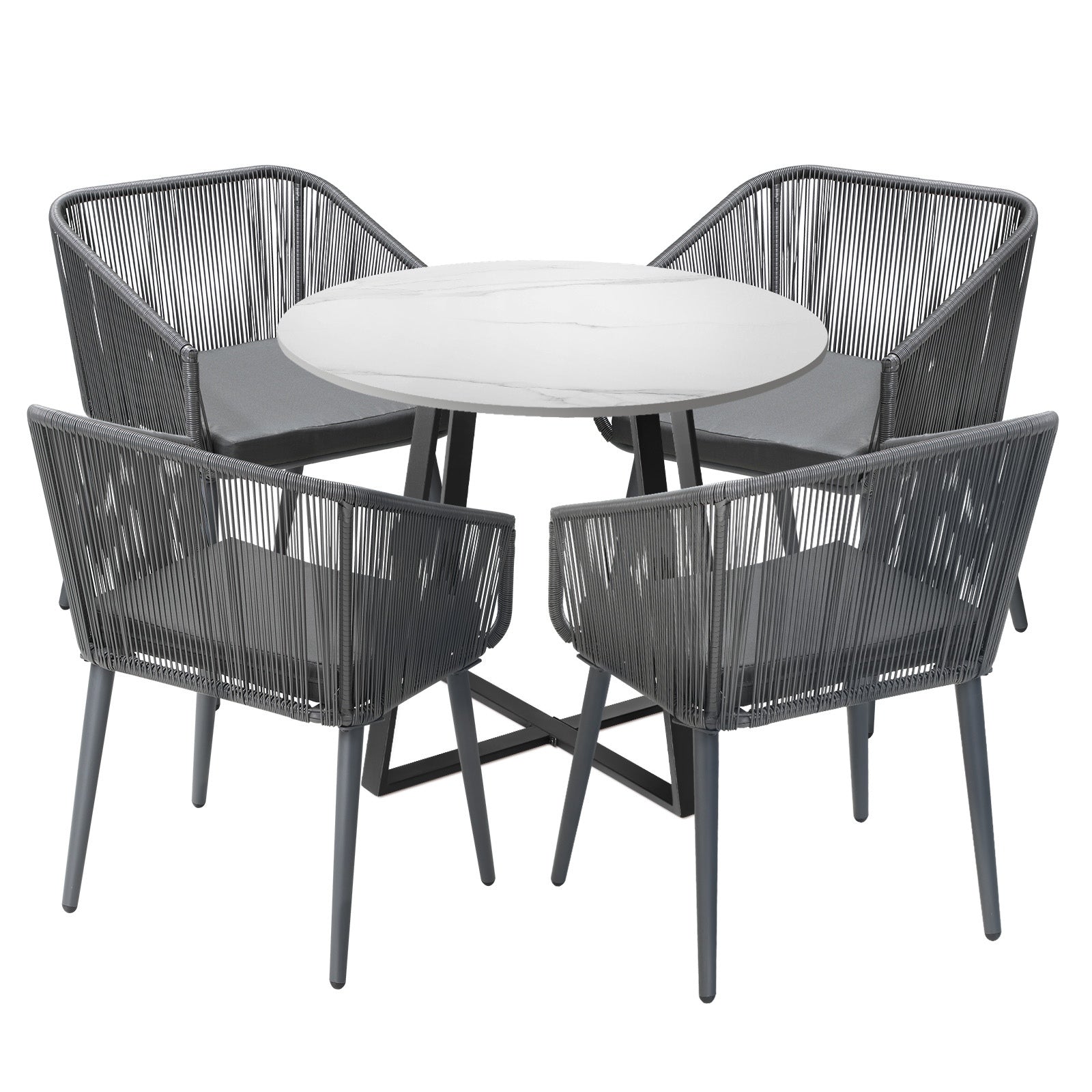 Livsip 5x Outdoor Dining Setting Sintered Stone Table Patio Furniture Bistro Set - Sunyee