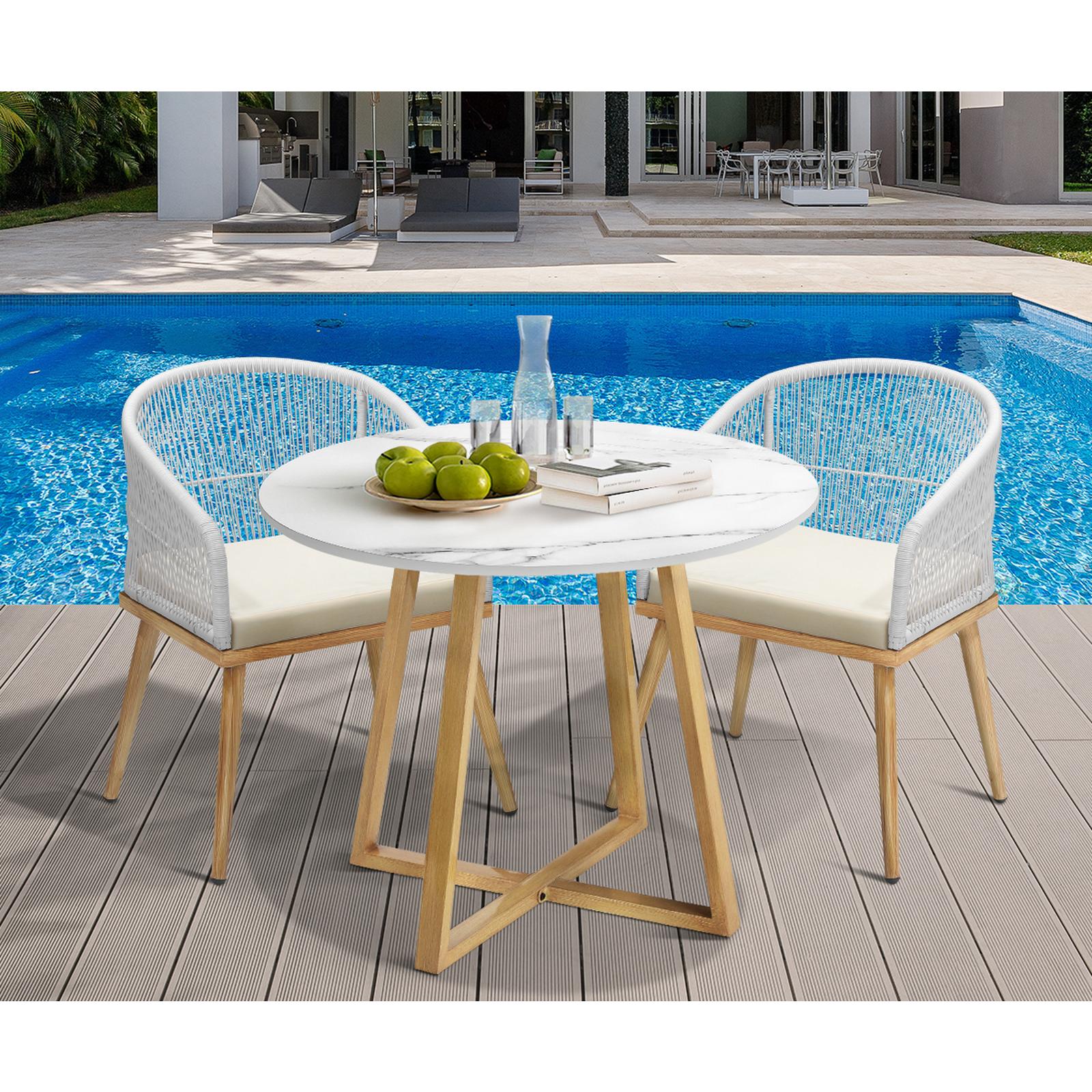 Livsip 3 Piece Outdoor Dining Setting Table Lounge Chairs Patio Furniture Set - Sunyee