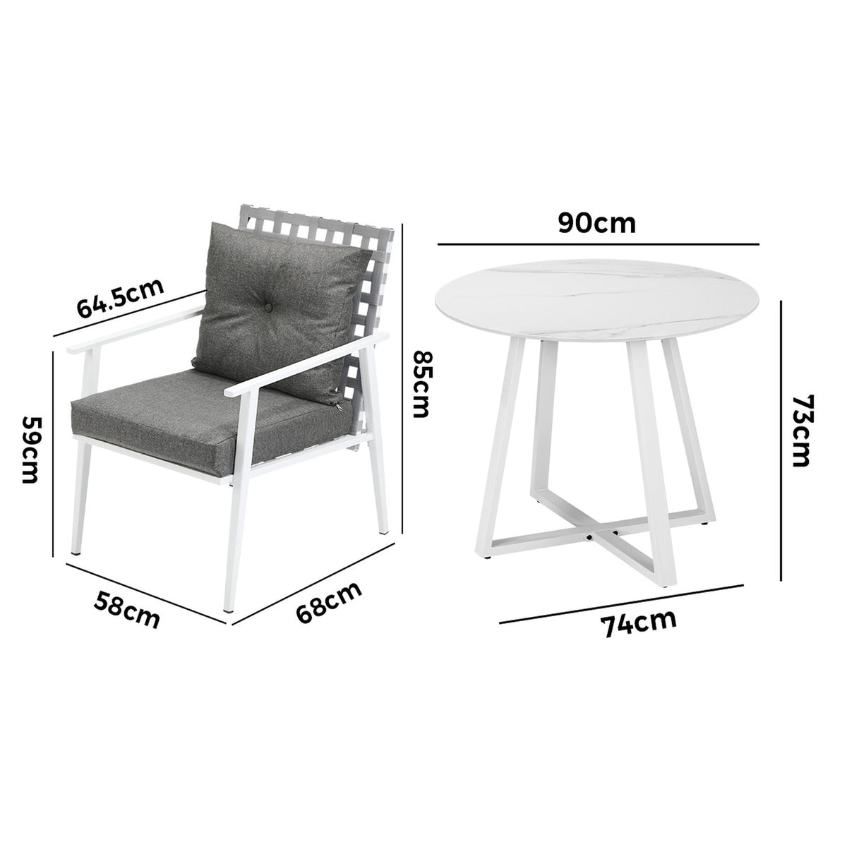 Livsip Outdoor Dining Set Patio Furniture Setting 3PCS Round Table Rattan Chair