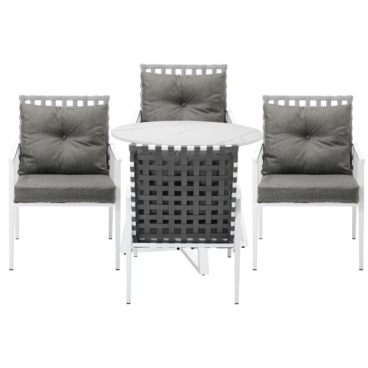 Livsip Outdoor Dining Set Patio Furniture Setting 5PCS Round Table Rattan Chair