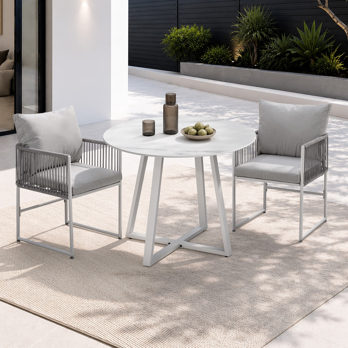 Livsip 3PCS Outdoor Dining Setting Lounge Chair Table Bistro Furniture - Sunyee