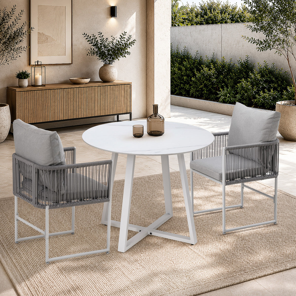 Livsip 3PCS Outdoor Dining Setting Lounge Chair Table Bistro Furniture - Sunyee